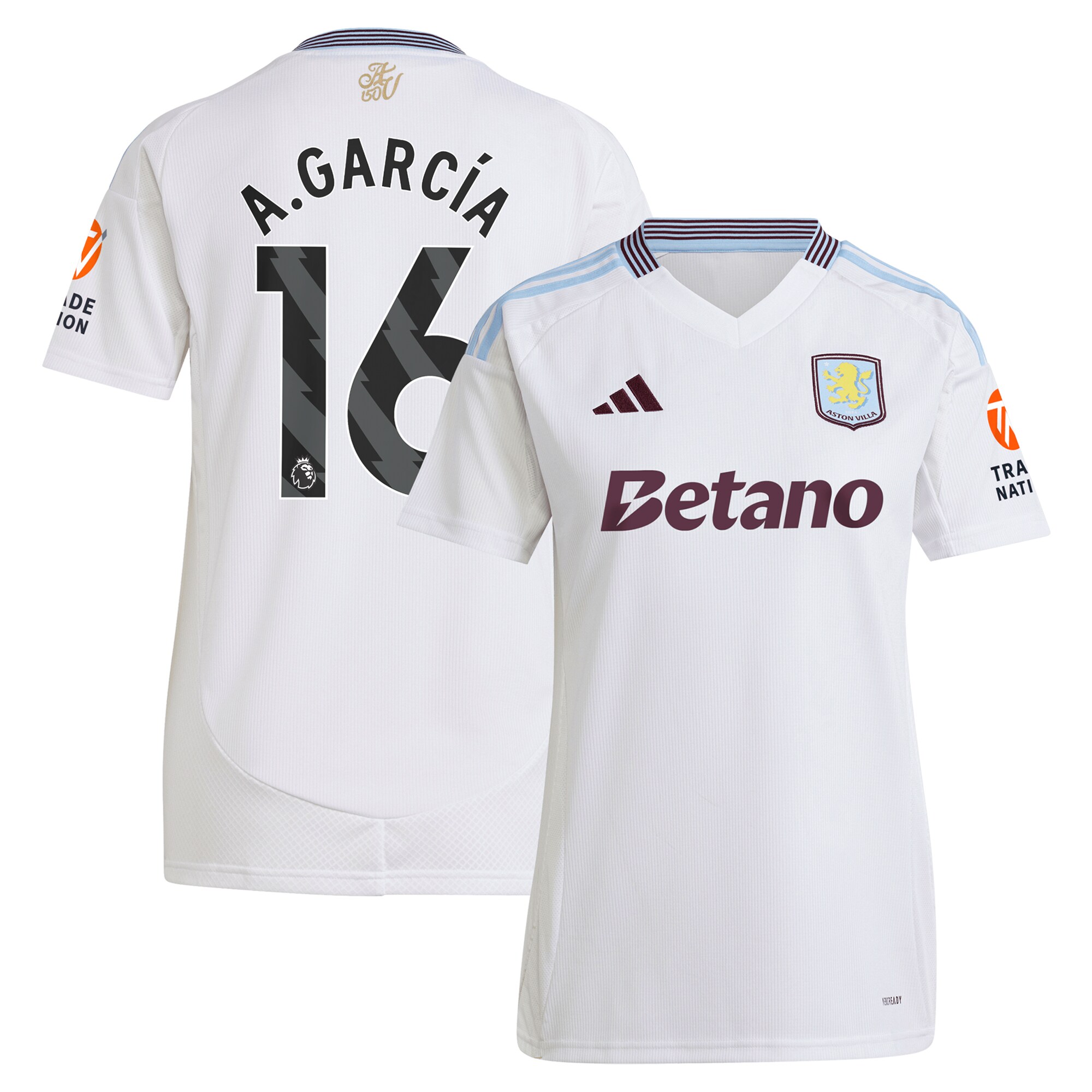aston villa adidas away shirt 2024-25 – womens with a.garcía 16 printing Collection - Official Aston Villa Shirts & Jerseys