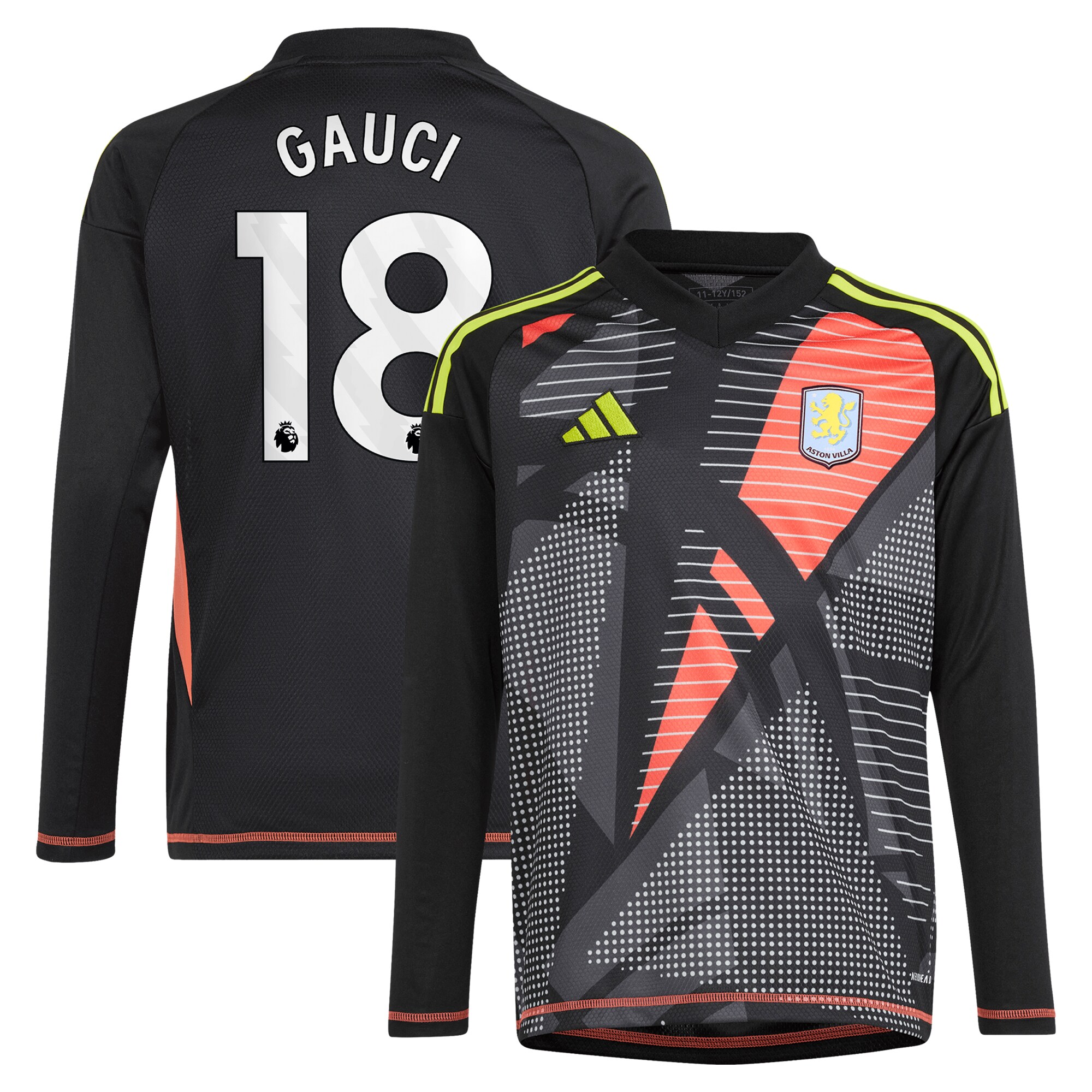 aston villa adidas goalkeeper shirt 2024-25 – long sleeve – kids with gauci 18 printing – 202029323 Collection - Official Aston Villa Shirts & Jerseys