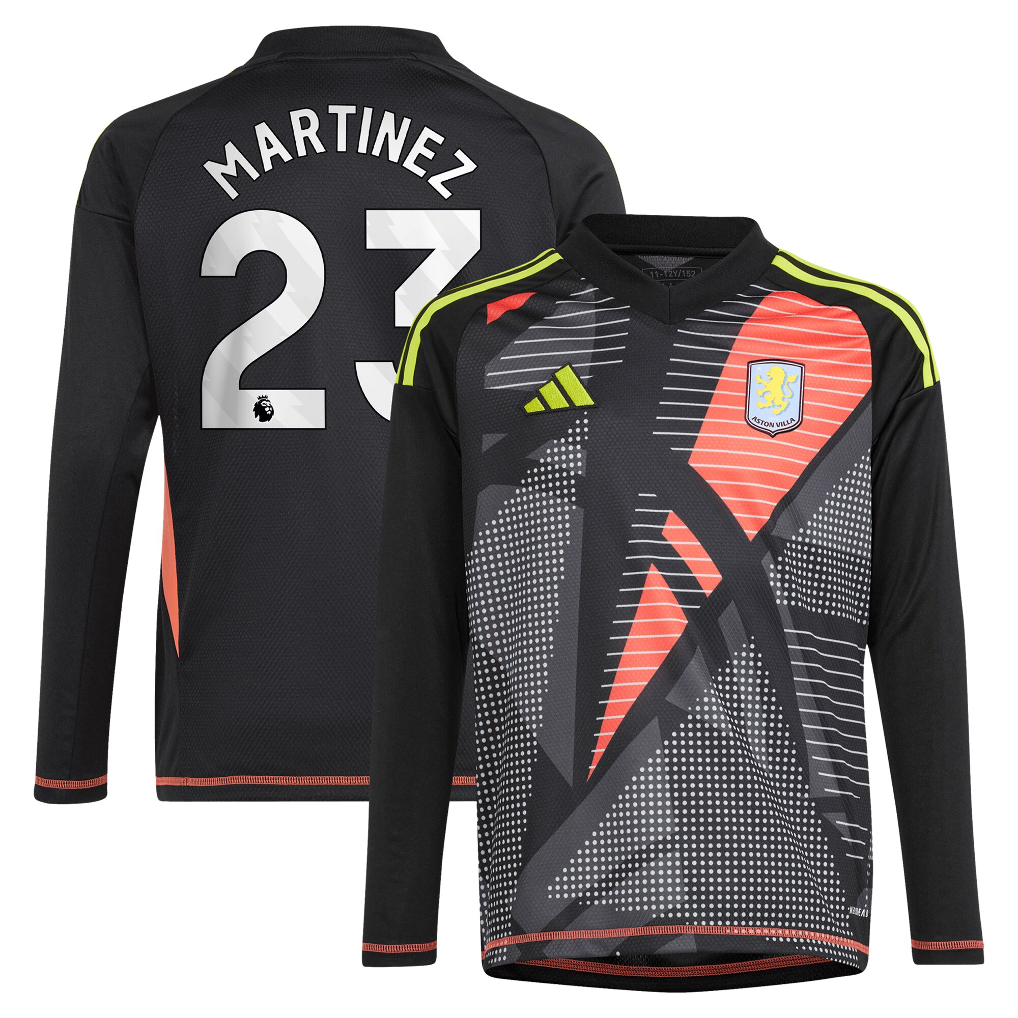 aston villa adidas goalkeeper shirt 2024-25 – long sleeve – kids with martinez 23 printing – 202029325 Collection - Official Aston Villa Shirts & Jerseys