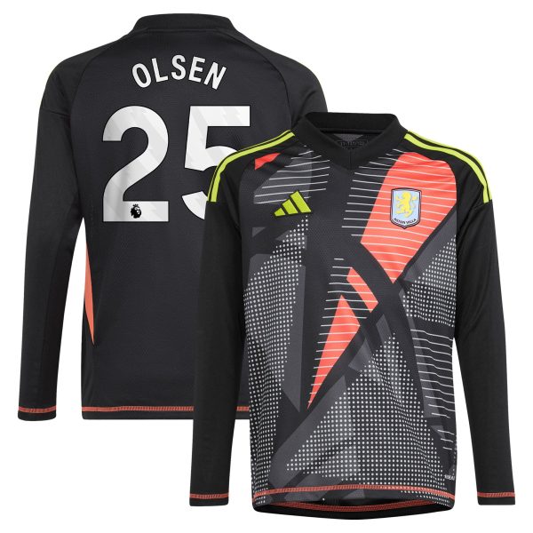 aston villa adidas goalkeeper shirt 2024-25 – long sleeve – kids with olsen 25 printing – 202029322 Collection - Official Aston Villa Shirts & Jerseys