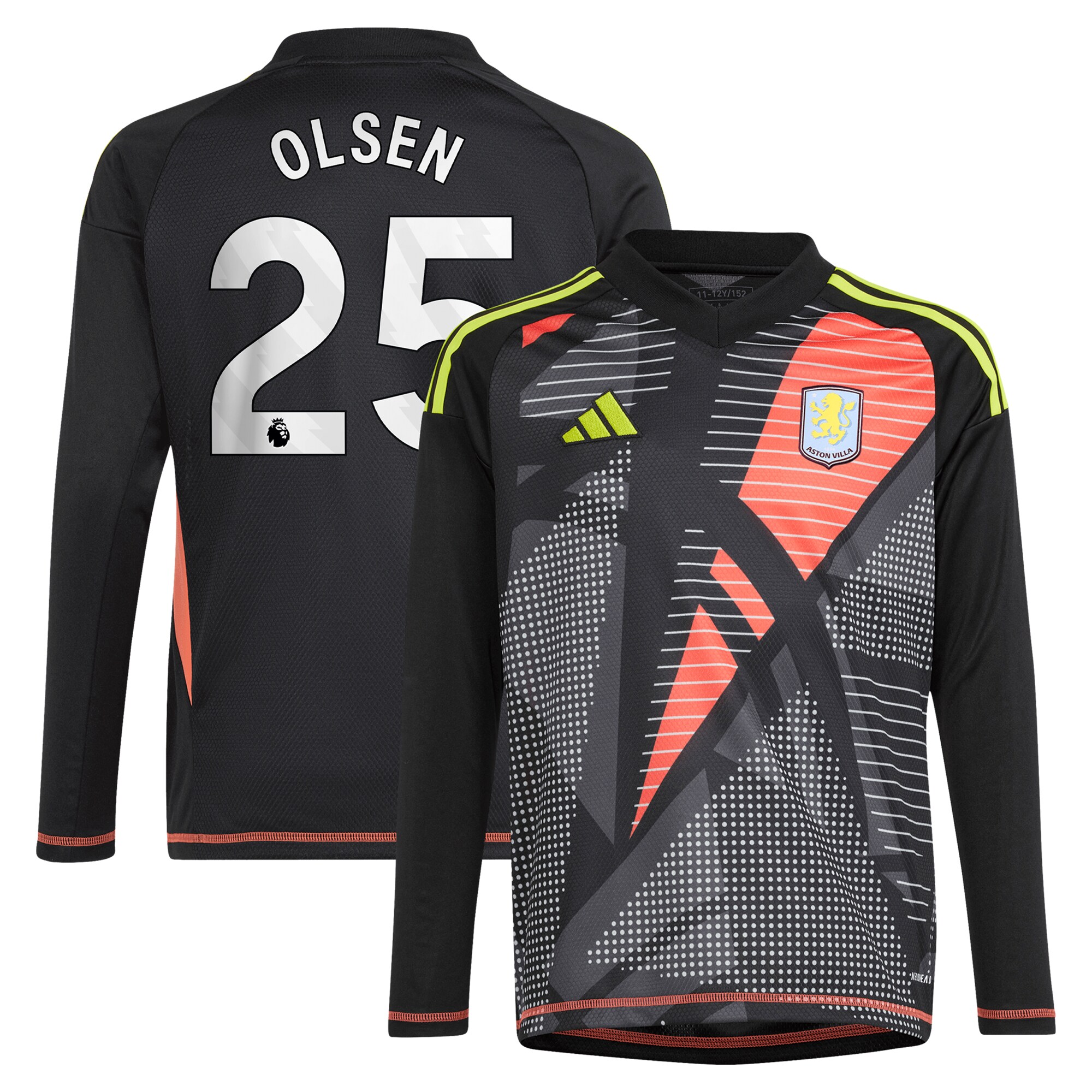 aston villa adidas goalkeeper shirt 2024-25 – long sleeve – kids with olsen 25 printing – 202029322 Collection - Official Aston Villa Shirts & Jerseys