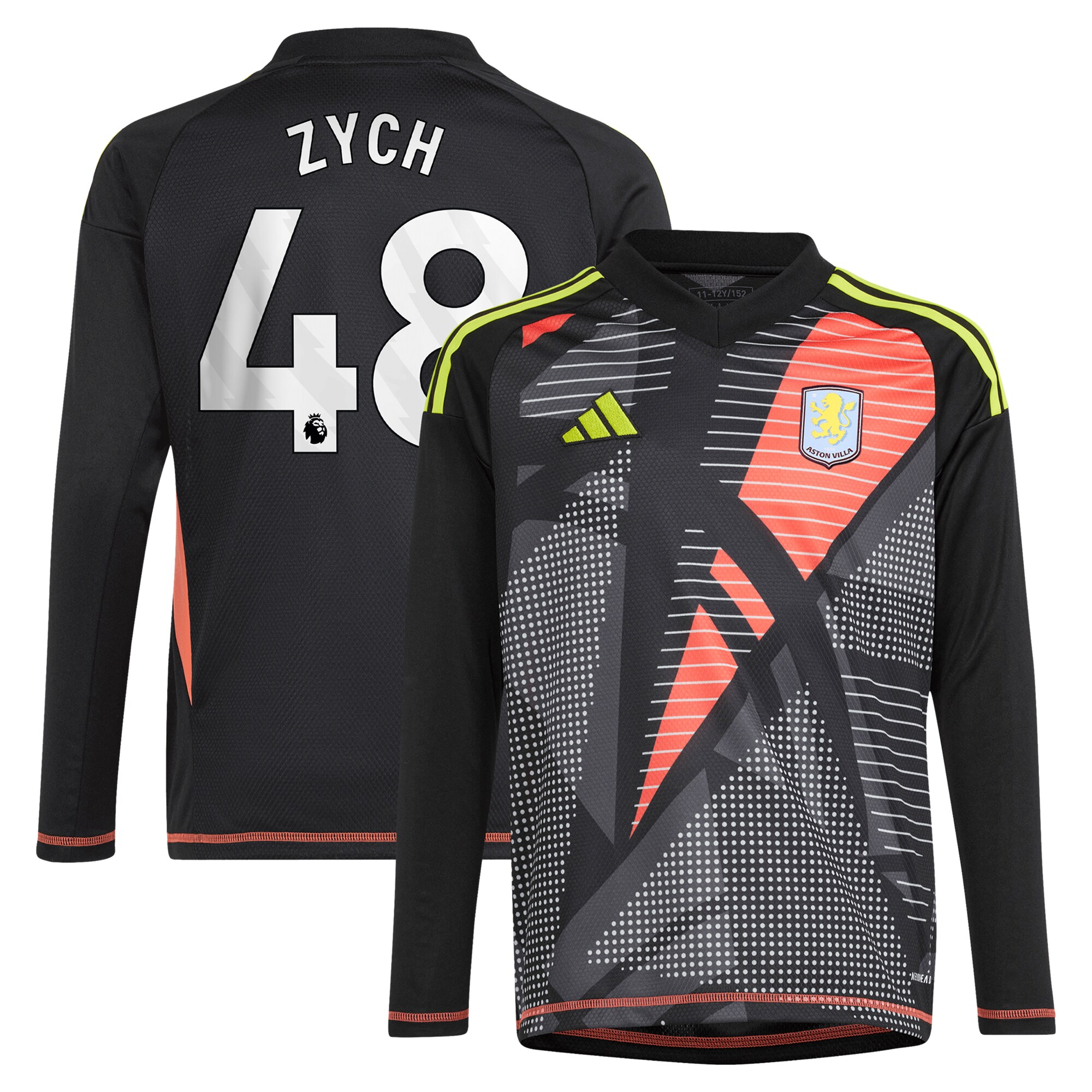 aston villa adidas goalkeeper shirt 2024-25 – long sleeve – kids with zych 48 printing – 202153091 Collection - Official Aston Villa Shirts & Jerseys