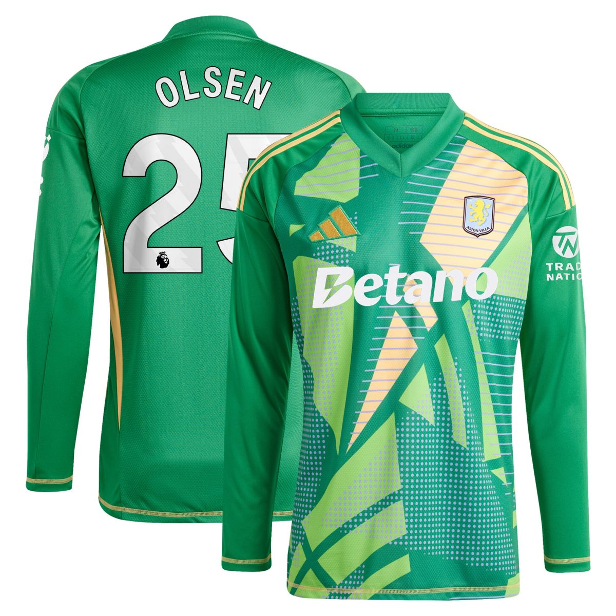 aston villa adidas goalkeeper shirt 2024-25 – long sleeve with olsen 25 printing Collection - Official Aston Villa Shirts & Jerseys