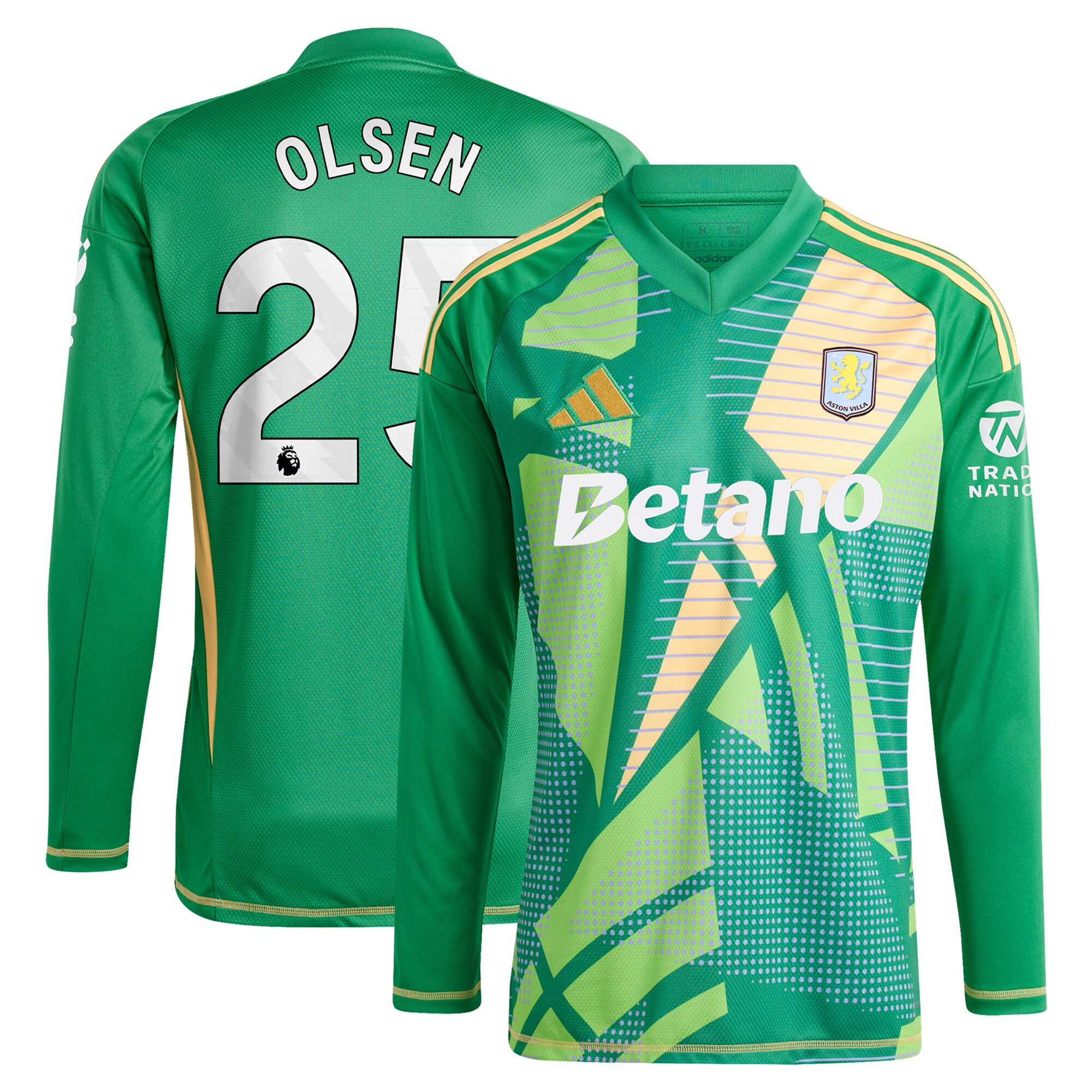 aston villa adidas goalkeeper shirt 2024-25 – long sleeve with olsen 25 printing Collection - Official Aston Villa Shirts & Jerseys