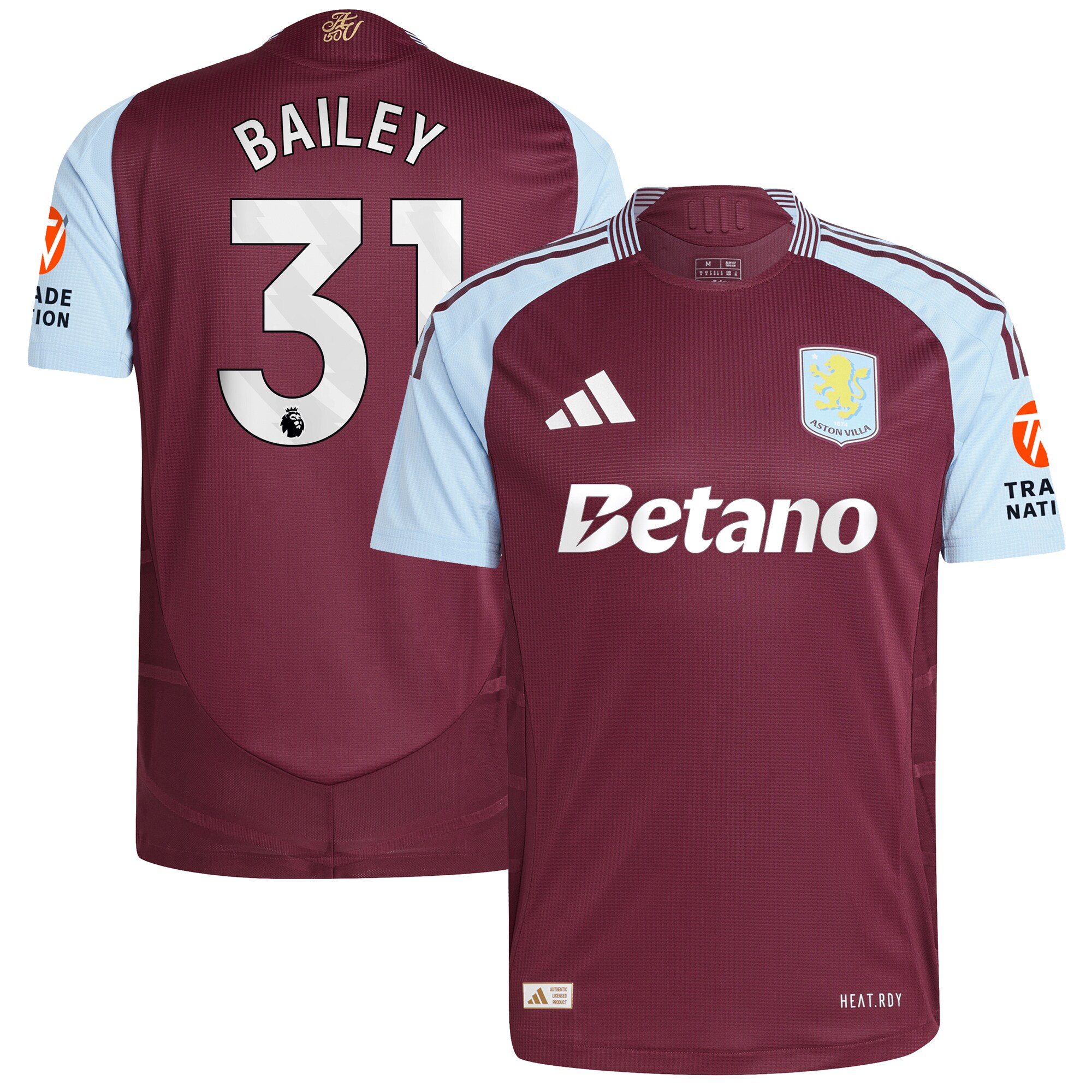 aston villa adidas home authentic shirt 2024-25 with bailey 31 printing Collection - Official Aston Villa Shirts & Jerseys
