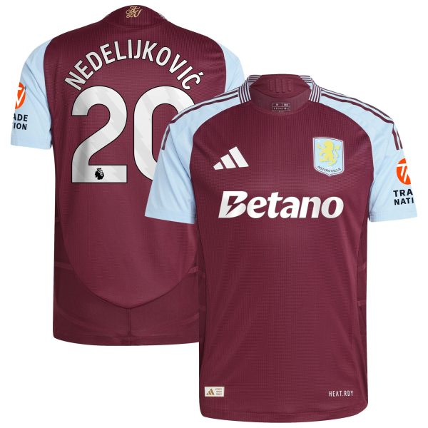 aston villa adidas home authentic shirt 2024-25 with nedeljković 20 printing Collection - Official Aston Villa Shirts & Jerseys