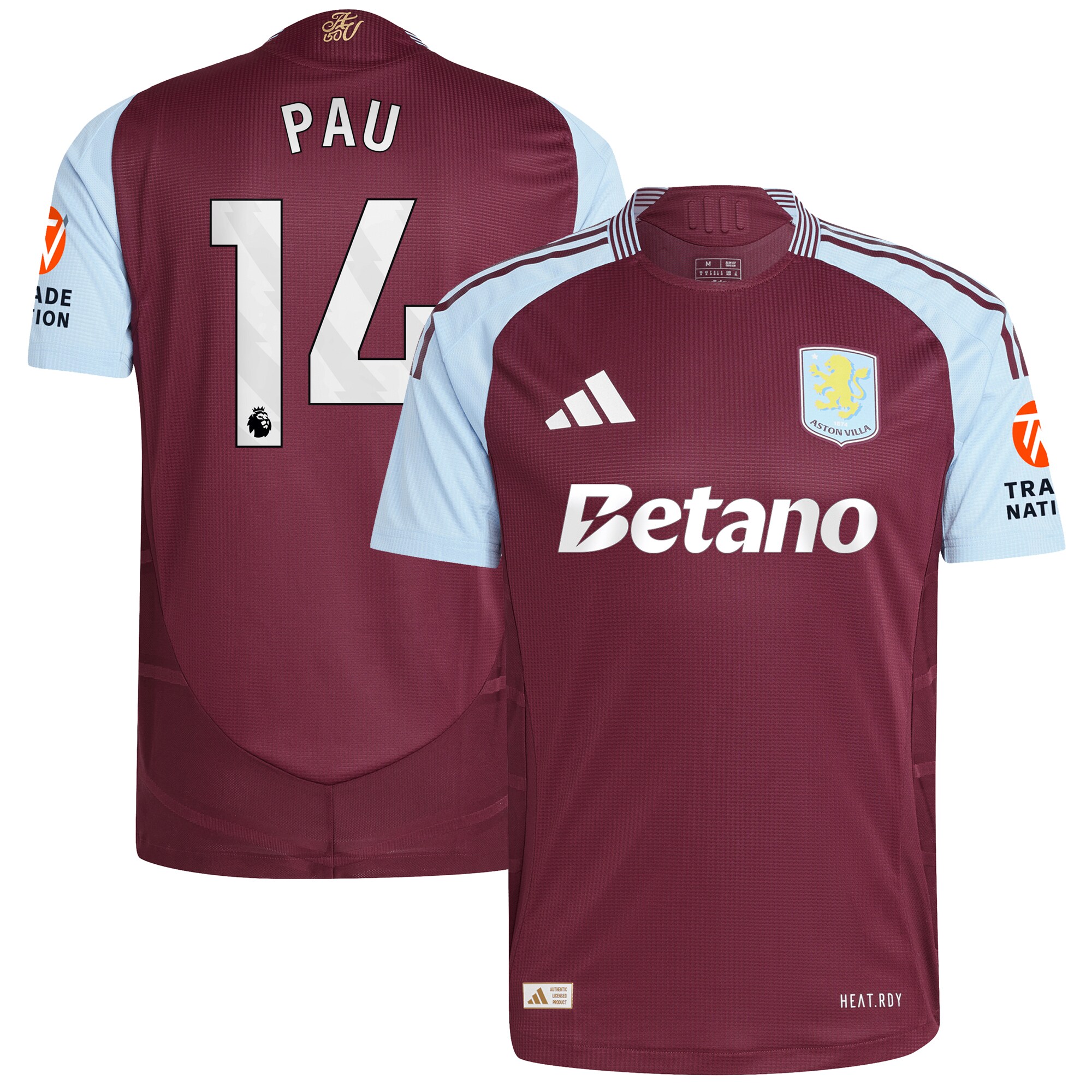 aston villa adidas home authentic shirt 2024-25 with pau 14 printing Collection - Official Aston Villa Shirts & Jerseys