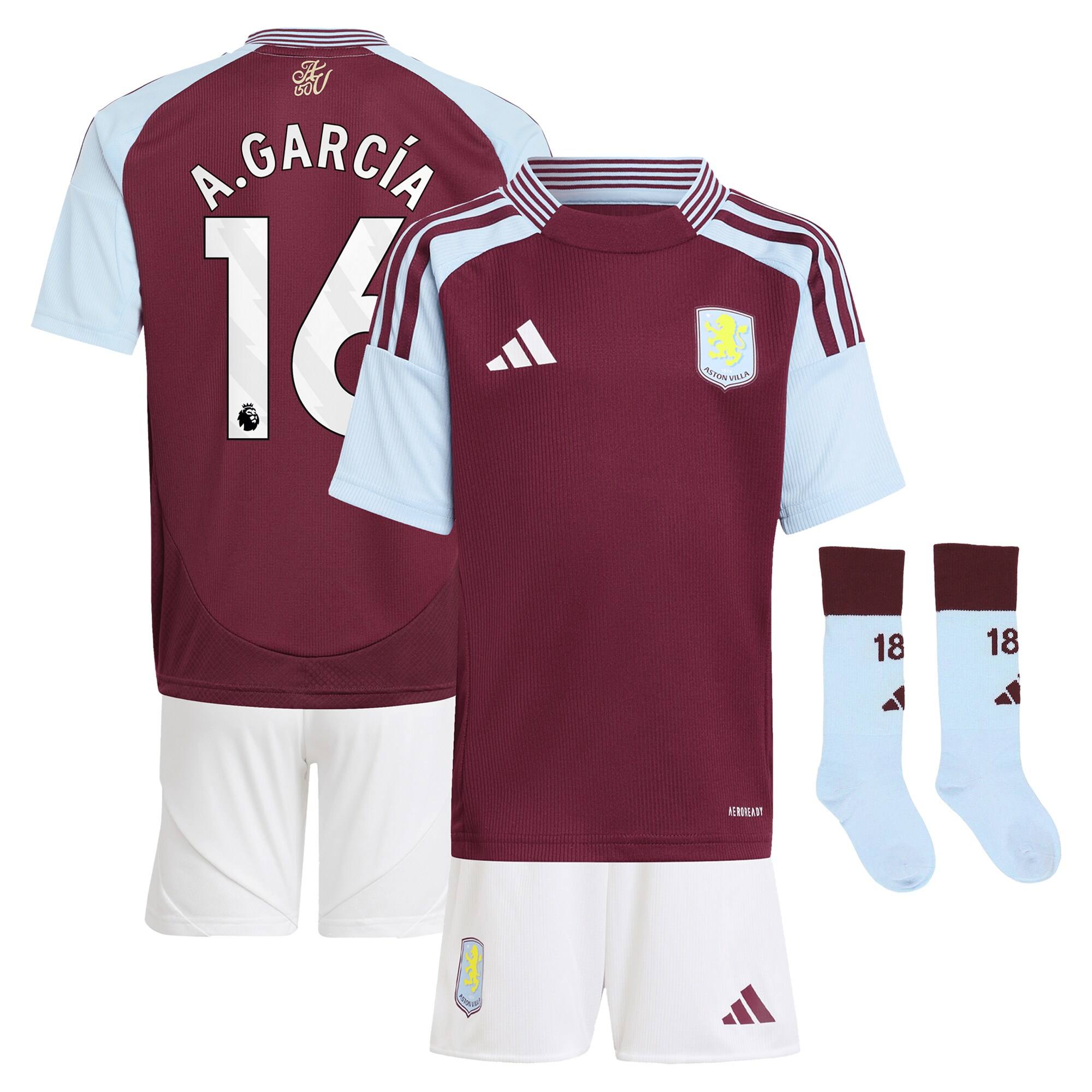 aston villa adidas home mini kit 2024-25 with a.garcía 16 printing Collection - Official Aston Villa Shirts & Jerseys