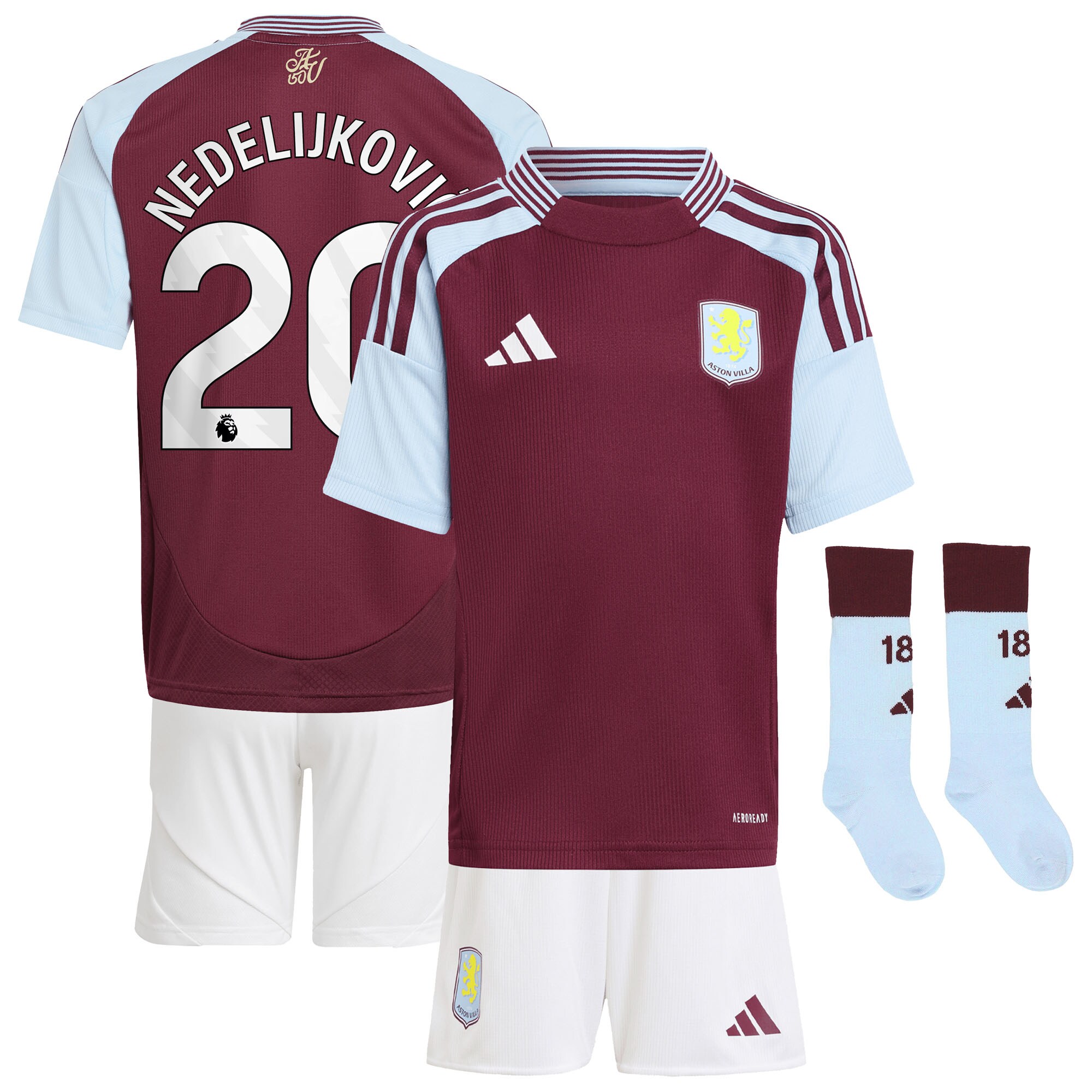 aston villa adidas home mini kit 2024-25 with nedeljković 20 printing Collection - Official Aston Villa Shirts & Jerseys