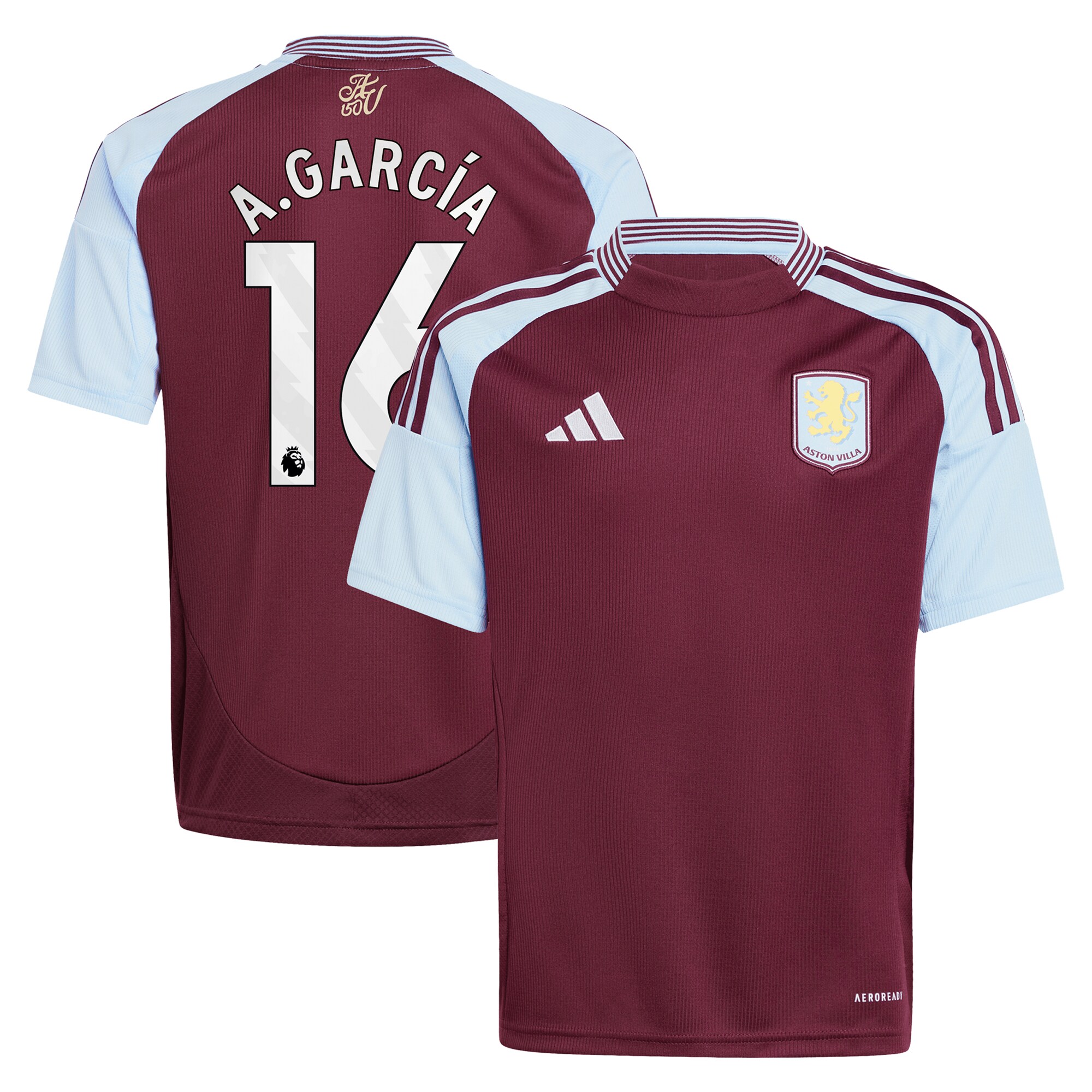 aston villa adidas home shirt 2024-25 – kids with a.garcía 16 printing Collection - Official Aston Villa Shirts & Jerseys