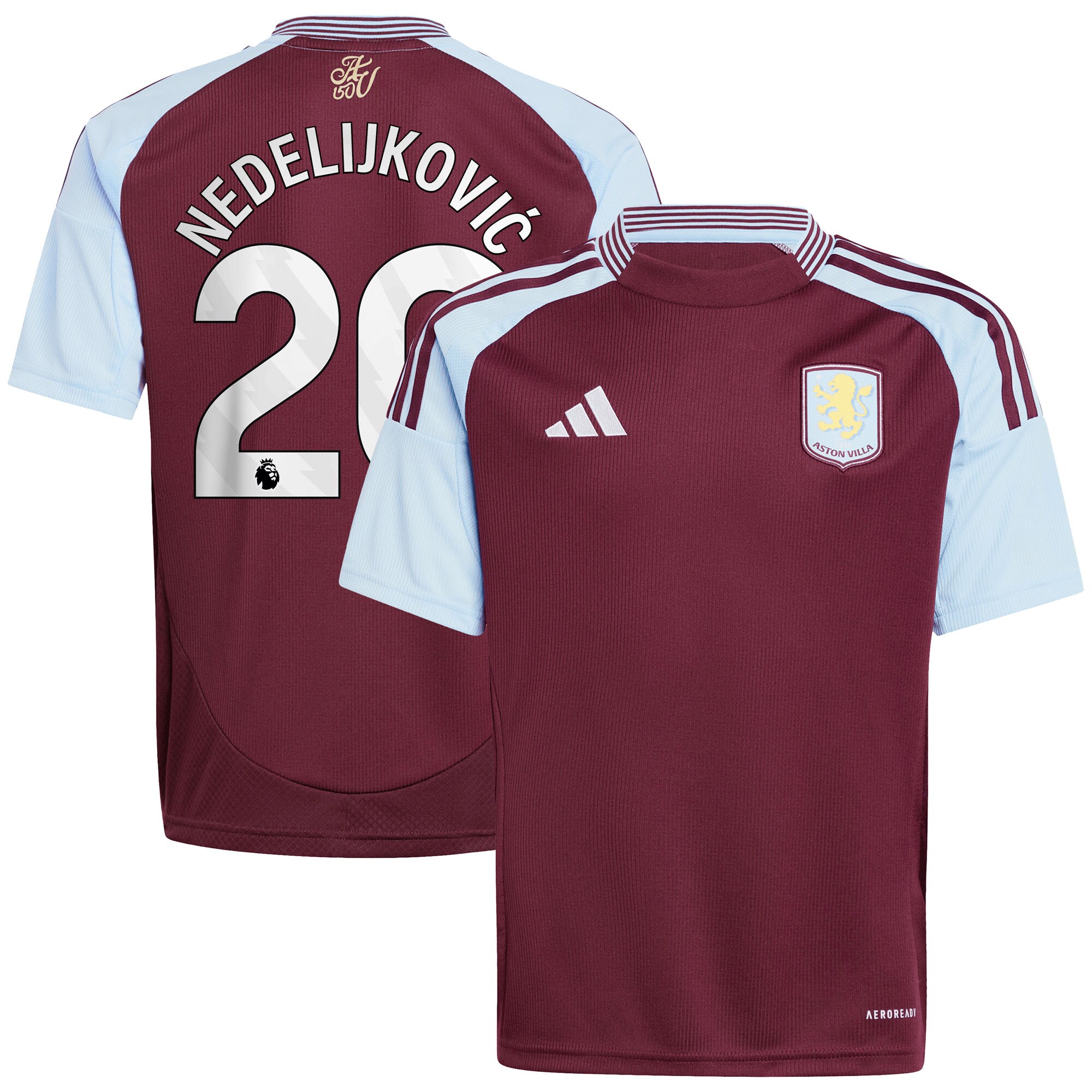 aston villa adidas home shirt 2024-25 – kids with nedeljković 20 printing Collection - Official Aston Villa Shirts & Jerseys