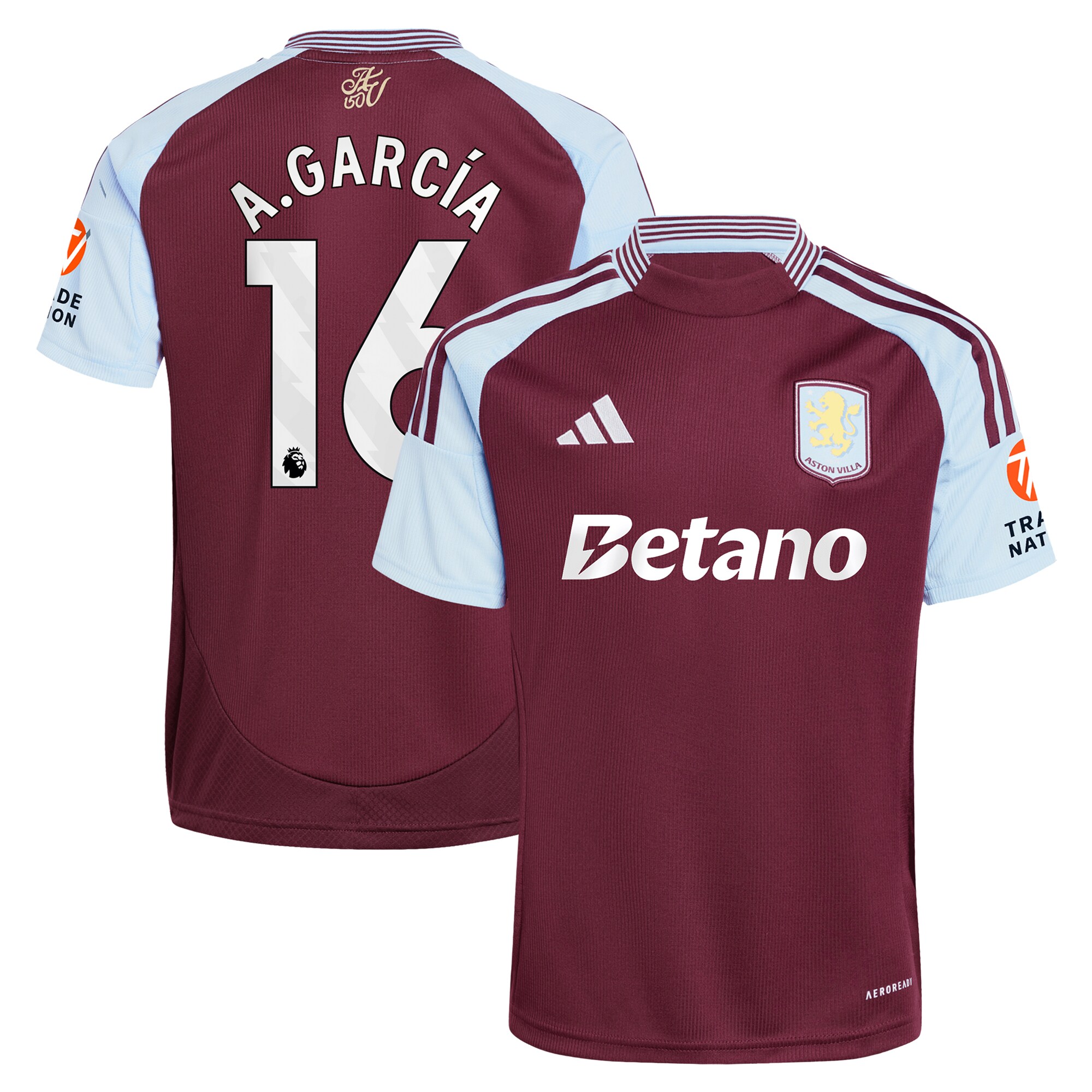 aston villa adidas home shirt 2024-25 with a.garcía 16 printing Collection - Official Aston Villa Shirts & Jerseys
