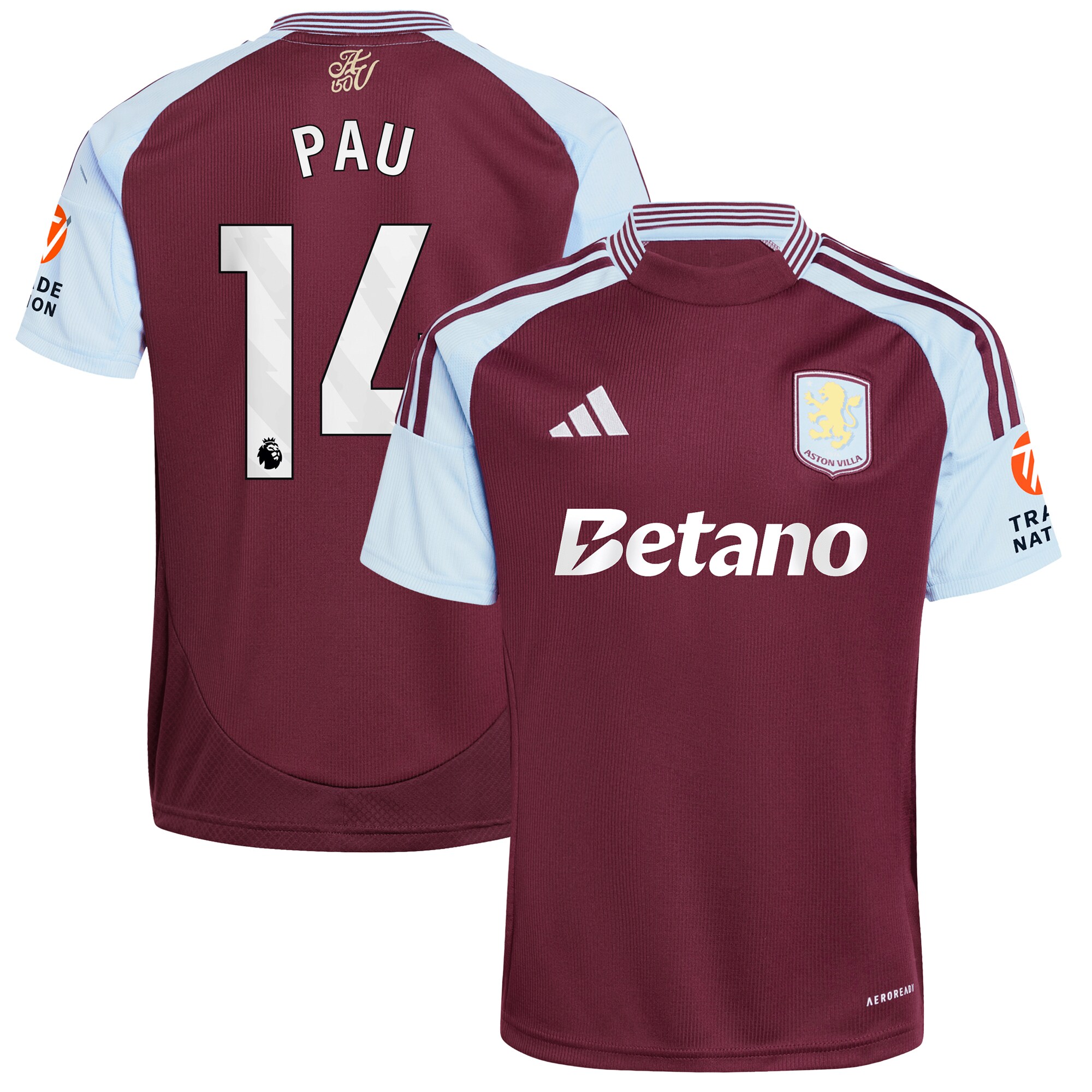 aston villa adidas home shirt 2024-25 with pau 14 printing Collection - Official Aston Villa Shirts & Jerseys