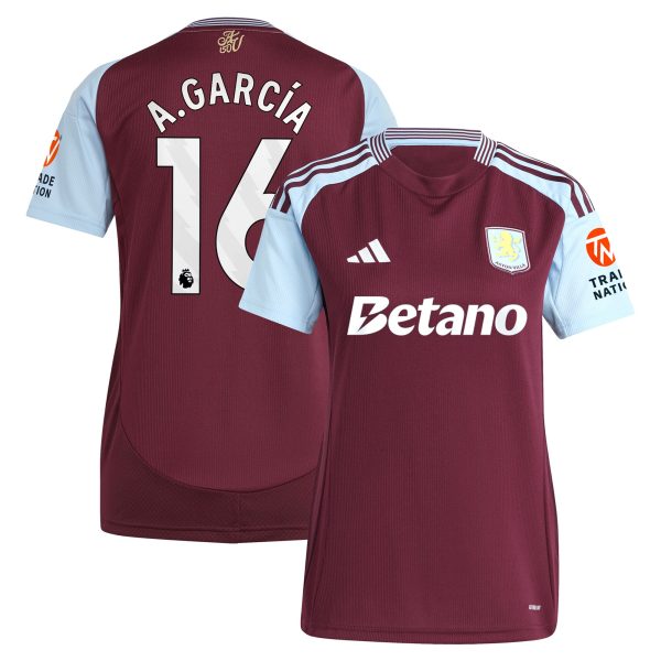 aston villa adidas home shirt 2024-25 – womens with a.garcía 16 printing Collection - Official Aston Villa Shirts & Jerseys