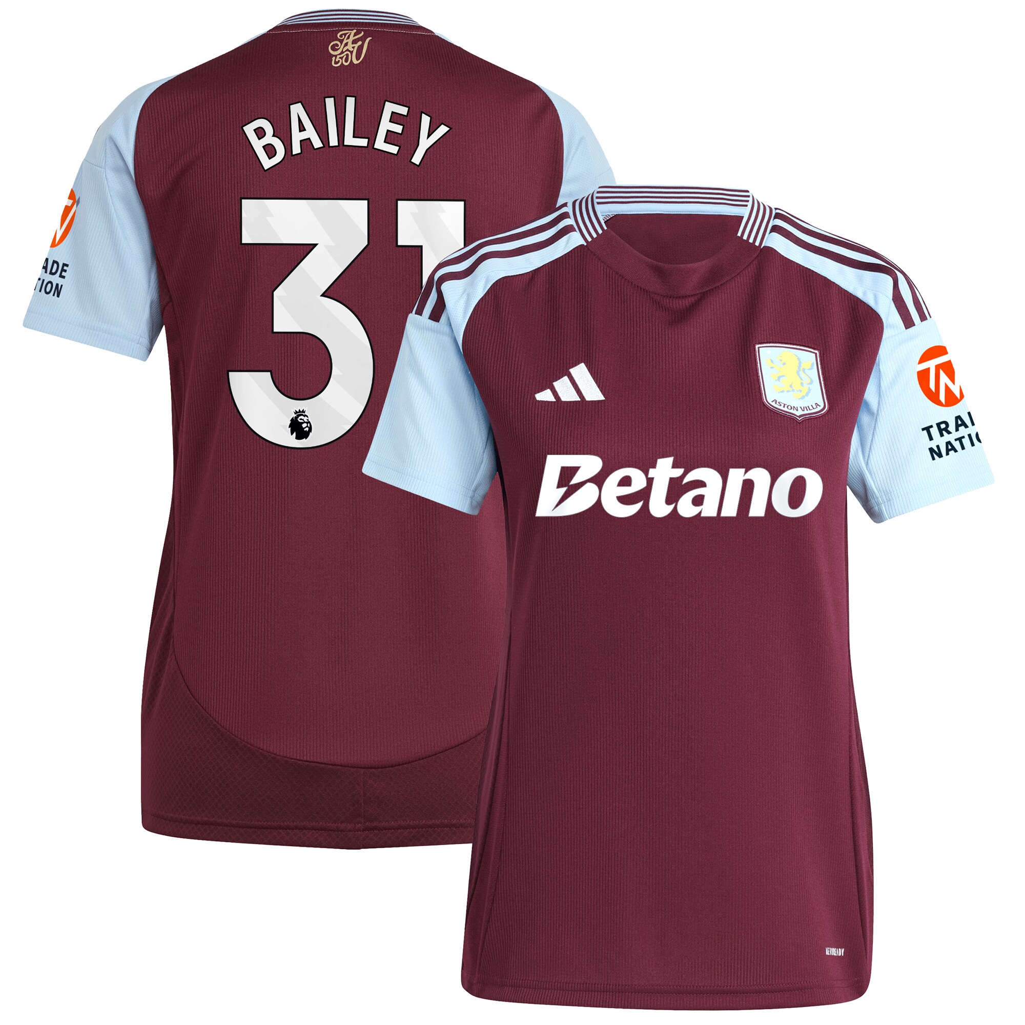 aston villa adidas home shirt 2024-25 – womens with bailey 31 printing Collection - Official Aston Villa Shirts & Jerseys