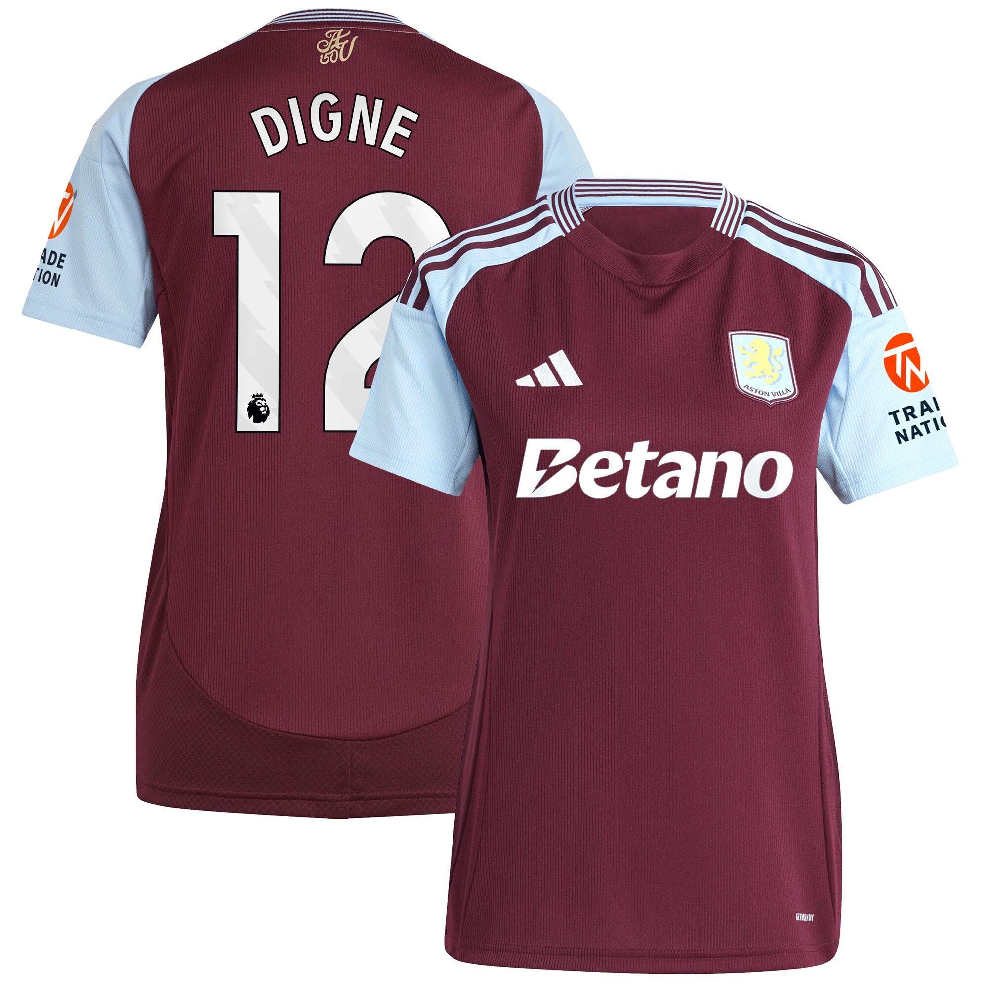 aston villa adidas home shirt 2024-25 – womens with digne 12 printing Collection - Official Aston Villa Shirts & Jerseys
