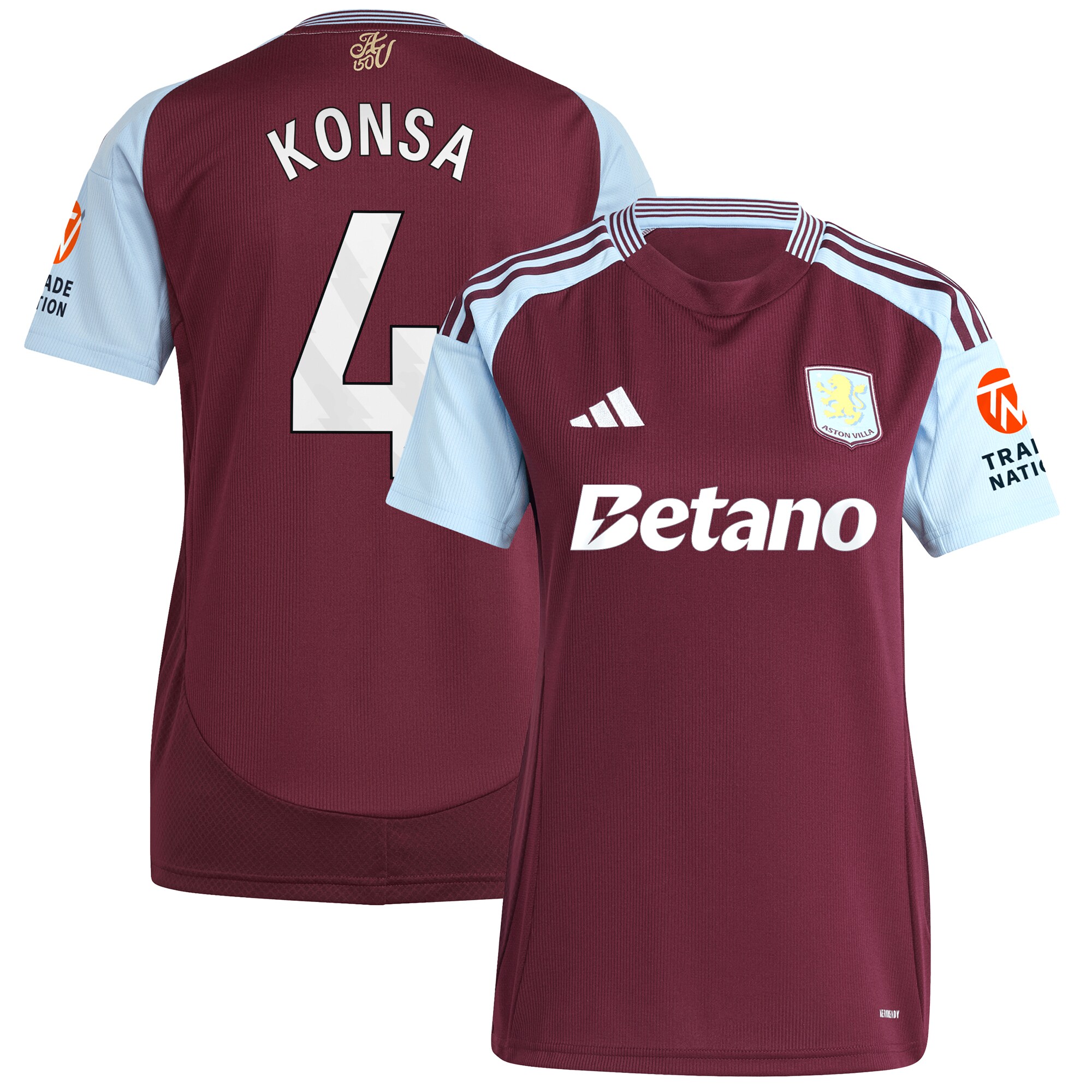 aston villa adidas home shirt 2024-25 – womens with konsa 4 printing Collection - Official Aston Villa Shirts & Jerseys