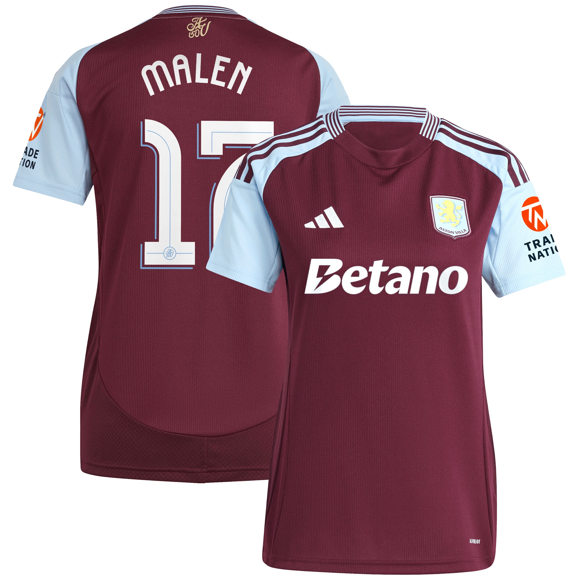 aston villa adidas home shirt 2024-25 – womens with malen 17 cup printing Collection - Official Aston Villa Shirts & Jerseys