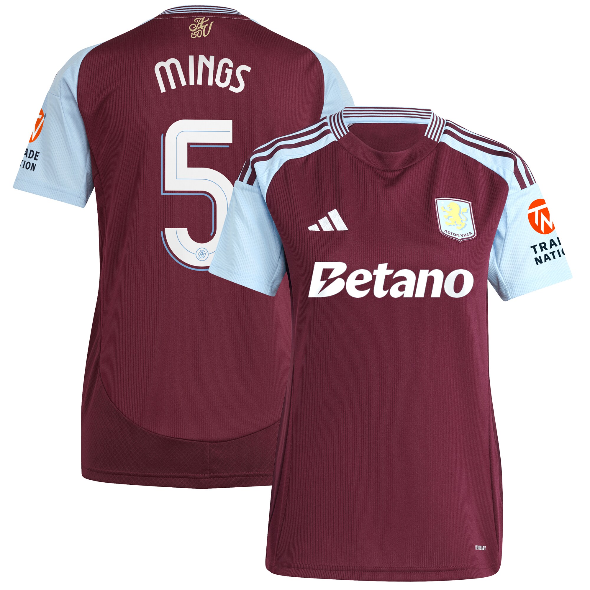 aston villa adidas home shirt 2024-25 – womens with mings 5 cup printing Collection - Official Aston Villa Shirts & Jerseys