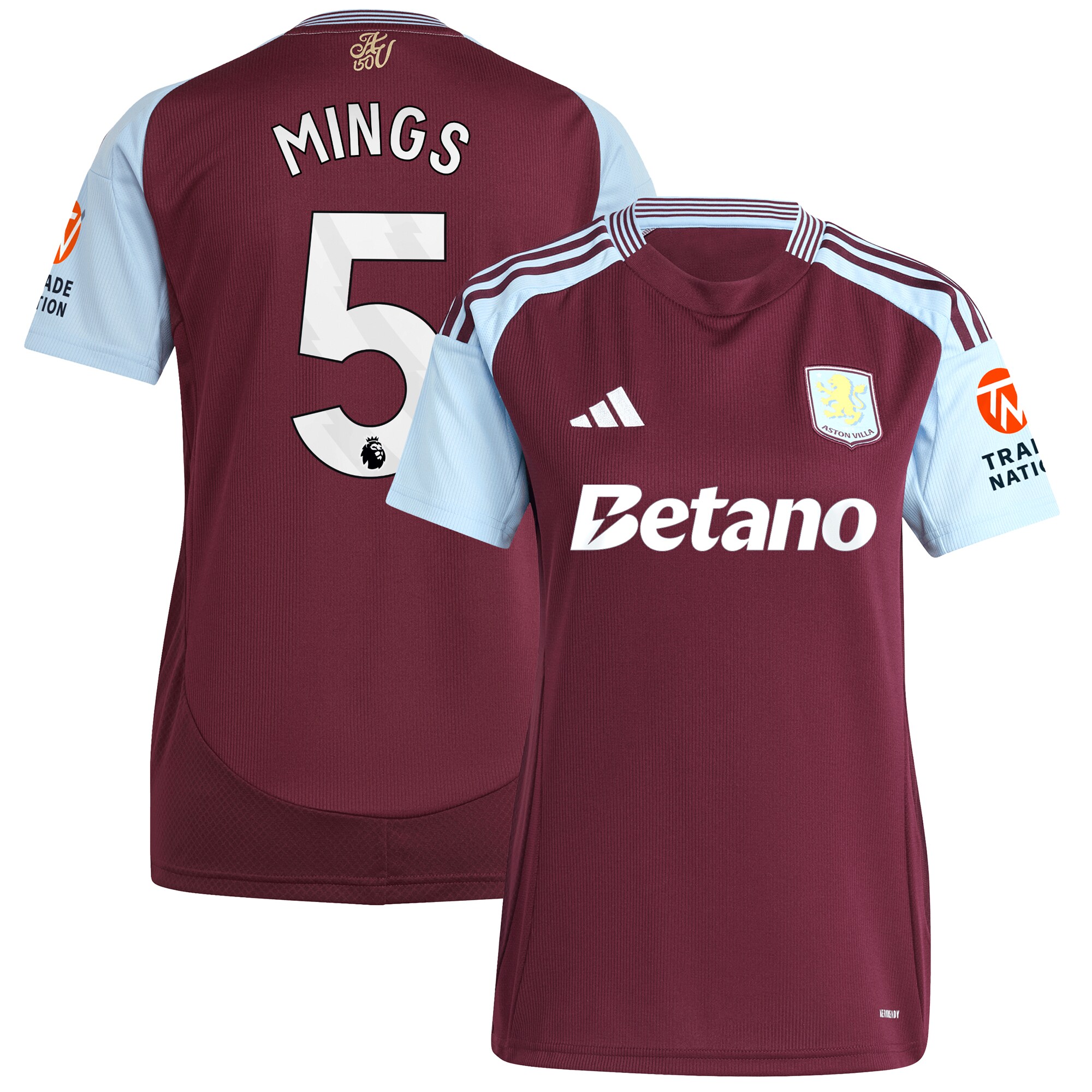 aston villa adidas home shirt 2024-25 – womens with mings 5 printing Collection - Official Aston Villa Shirts & Jerseys