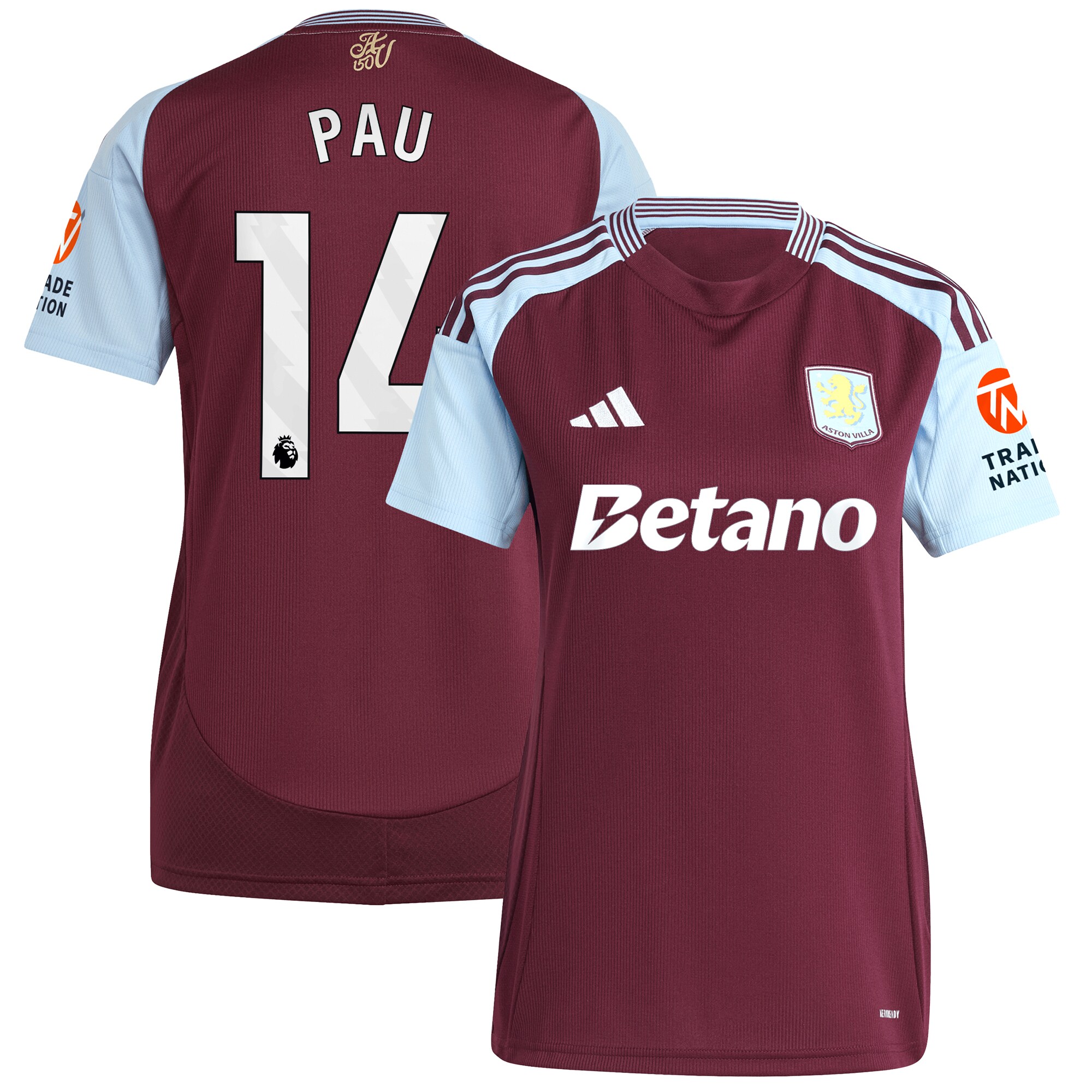 aston villa adidas home shirt 2024-25 – womens with pau 14 printing Collection - Official Aston Villa Shirts & Jerseys