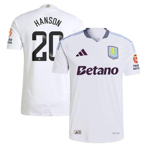 aston villa wsl adidas away authentic shirt 2024-25 with hanson 20 printing Collection - Official Aston Villa Shirts & Jerseys