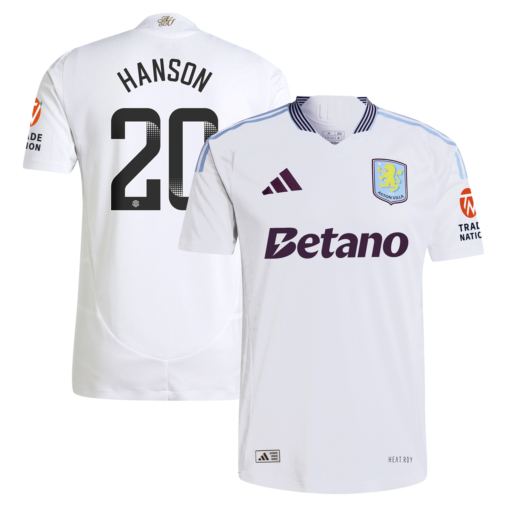 aston villa wsl adidas away authentic shirt 2024-25 with hanson 20 printing Collection - Official Aston Villa Shirts & Jerseys