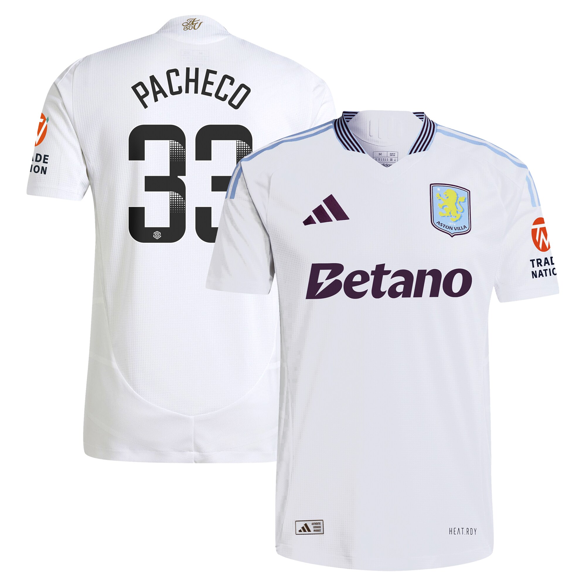 aston villa wsl adidas away authentic shirt 2024-25 with pacheco 33 printing Collection - Official Aston Villa Shirts & Jerseys
