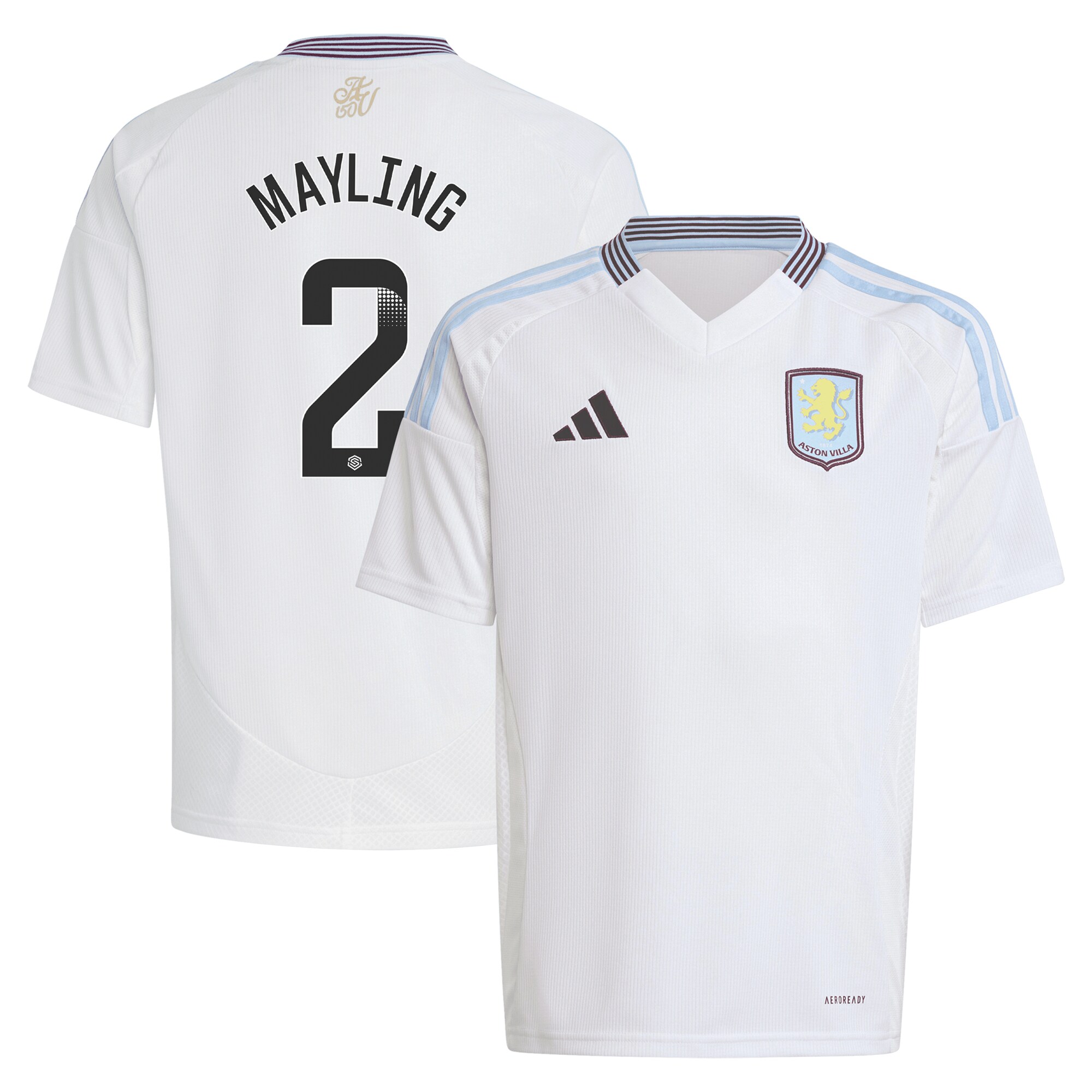 aston villa wsl adidas away shirt 2024-25 – kids with mayling 2 printing Collection - Official Aston Villa Shirts & Jerseys
