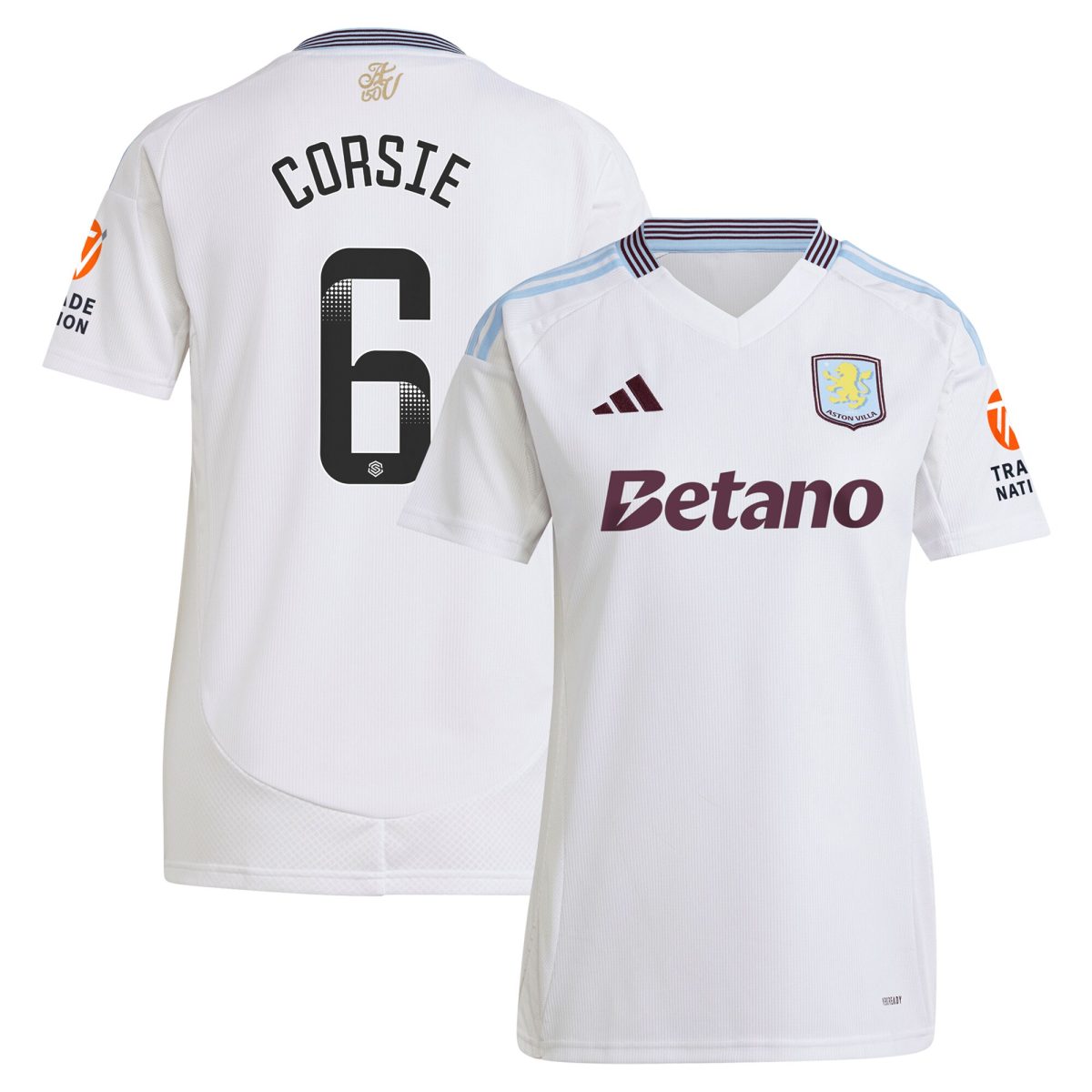 aston villa wsl adidas away shirt 2024-25 – womens with corsie 6 printing Collection - Official Aston Villa Shirts & Jerseys