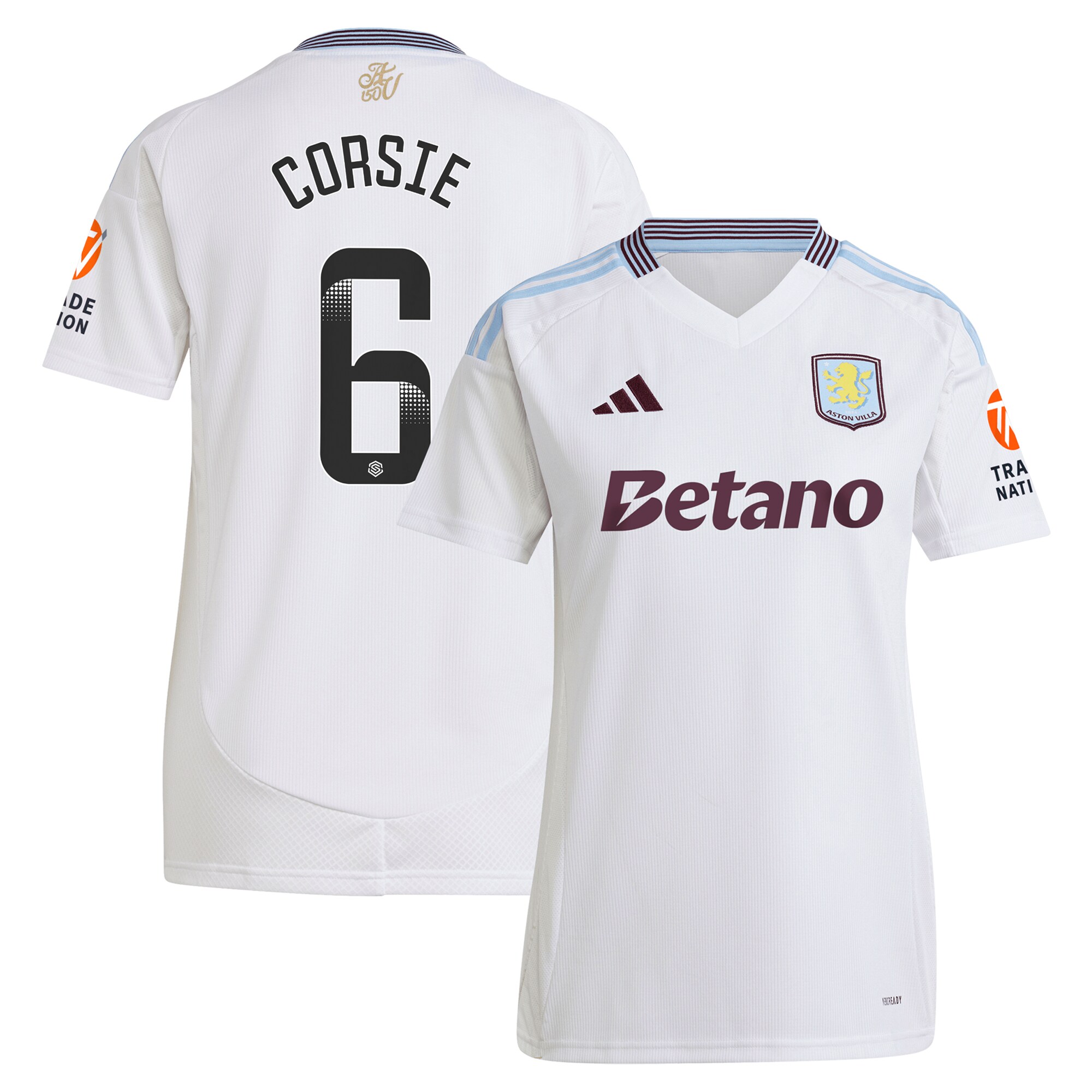 aston villa wsl adidas away shirt 2024-25 – womens with corsie 6 printing Collection - Official Aston Villa Shirts & Jerseys