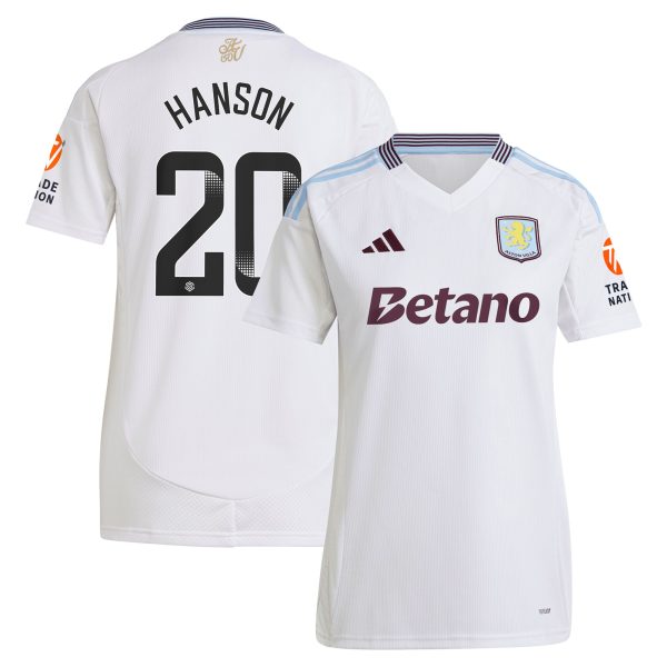 aston villa wsl adidas away shirt 2024-25 – womens with hanson 20 printing Collection - Official Aston Villa Shirts & Jerseys