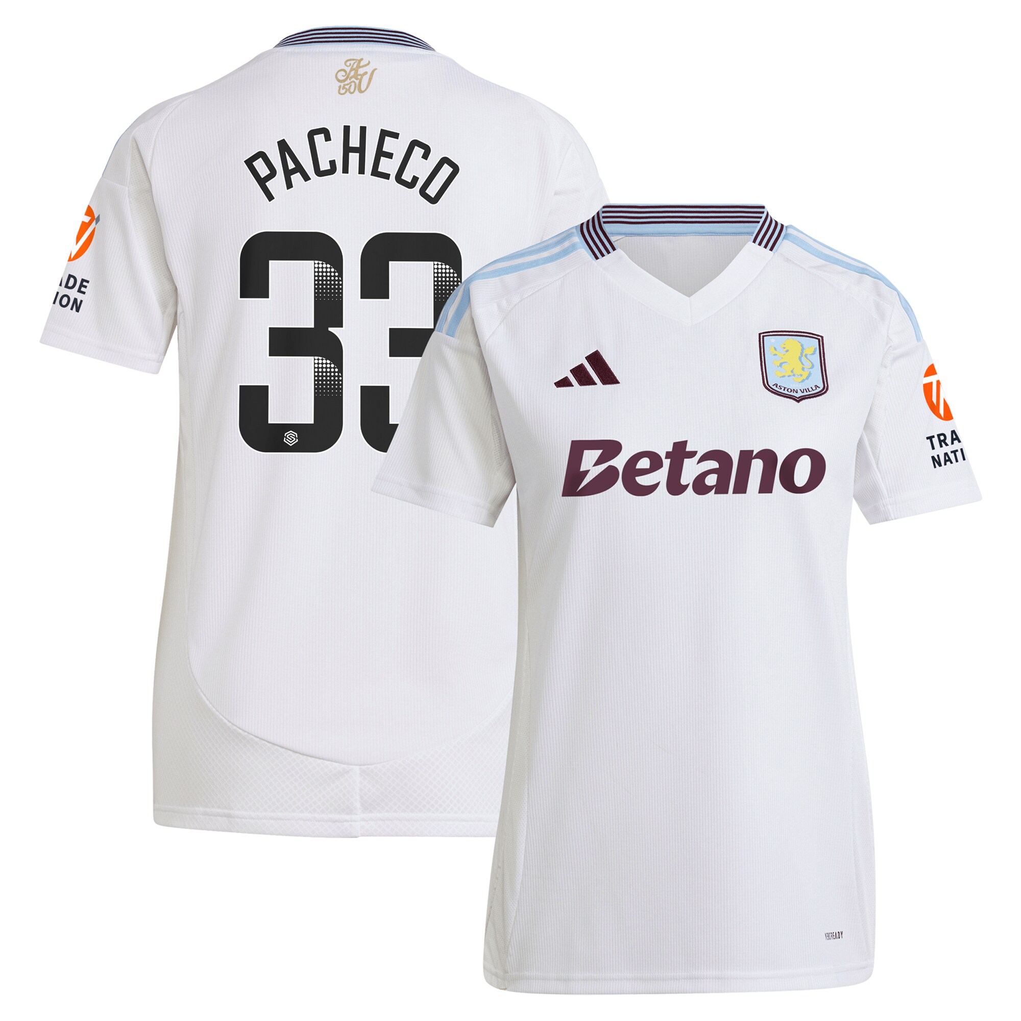 aston villa wsl adidas away shirt 2024-25 – womens with pacheco 33 printing Collection - Official Aston Villa Shirts & Jerseys