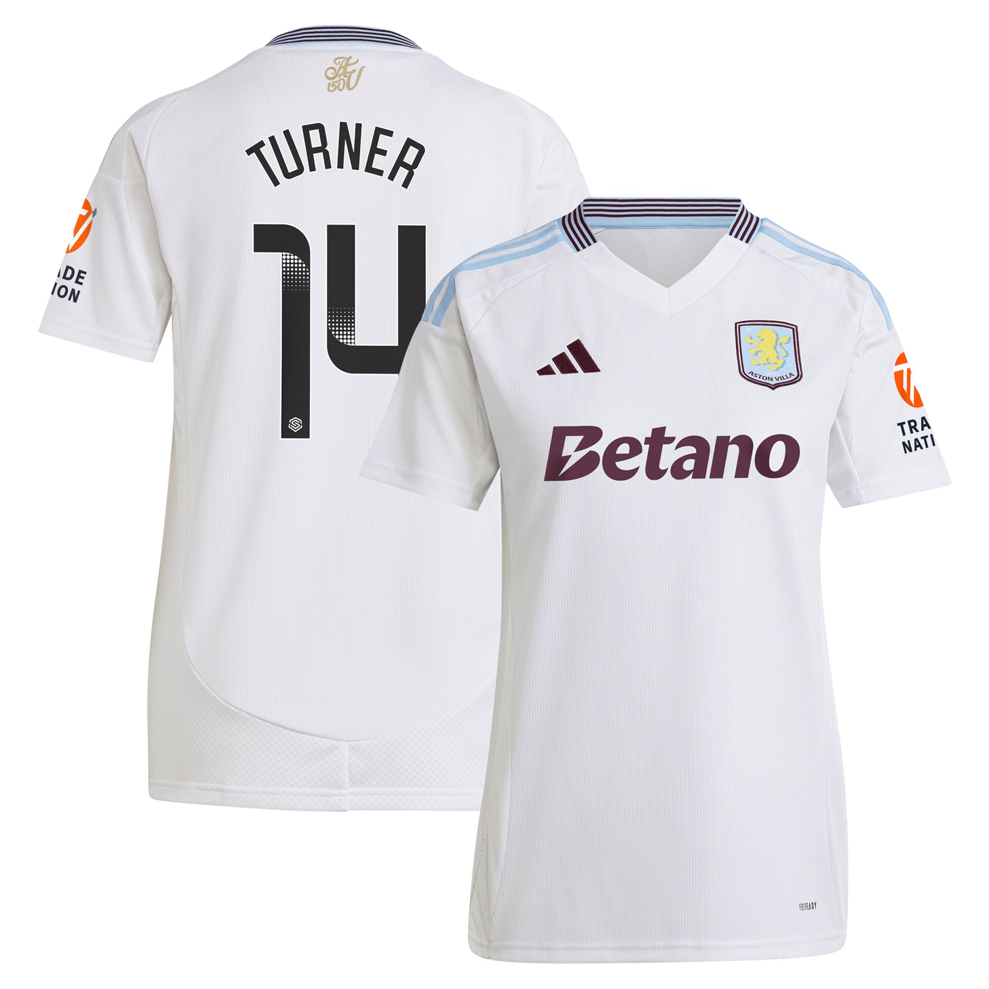 aston villa wsl adidas away shirt 2024-25 – womens with turner 14 printing Collection - Official Aston Villa Shirts & Jerseys