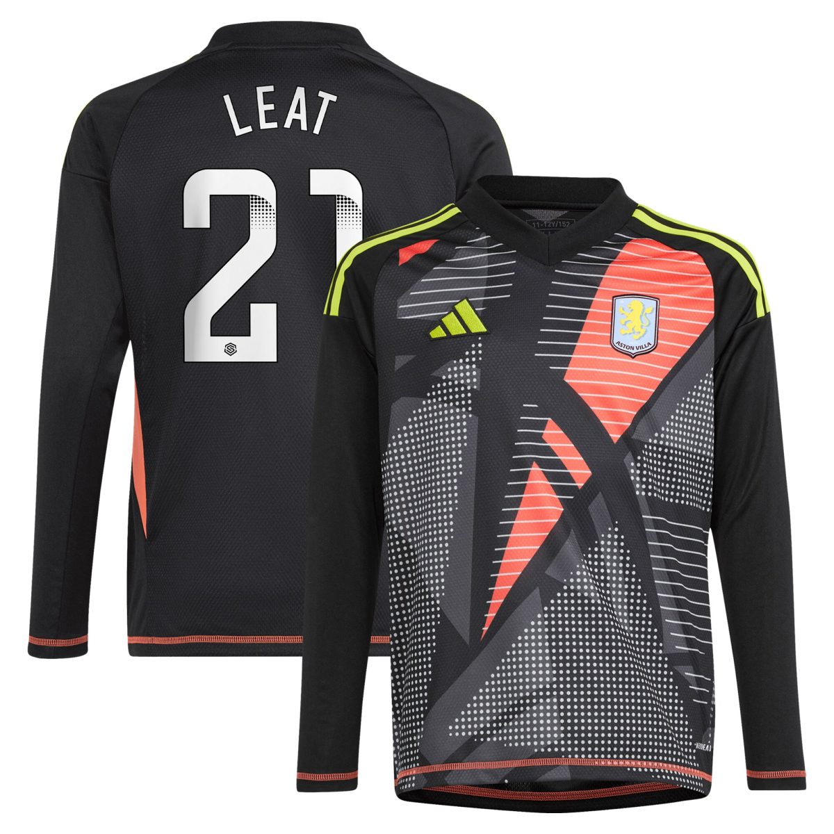 aston villa wsl adidas goalkeeper shirt 2024-25 – long sleeve – kids with leat 21 printing Collection - Official Aston Villa Shirts & Jerseys