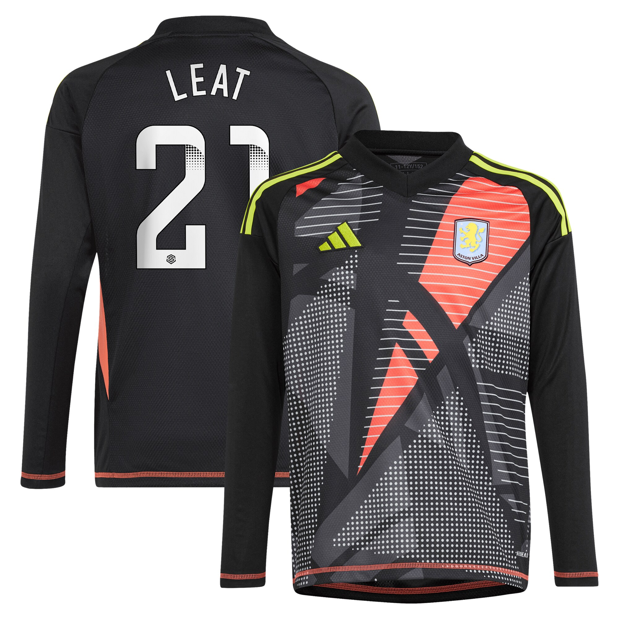 aston villa wsl adidas goalkeeper shirt 2024-25 – long sleeve – kids with leat 21 printing Collection - Official Aston Villa Shirts & Jerseys