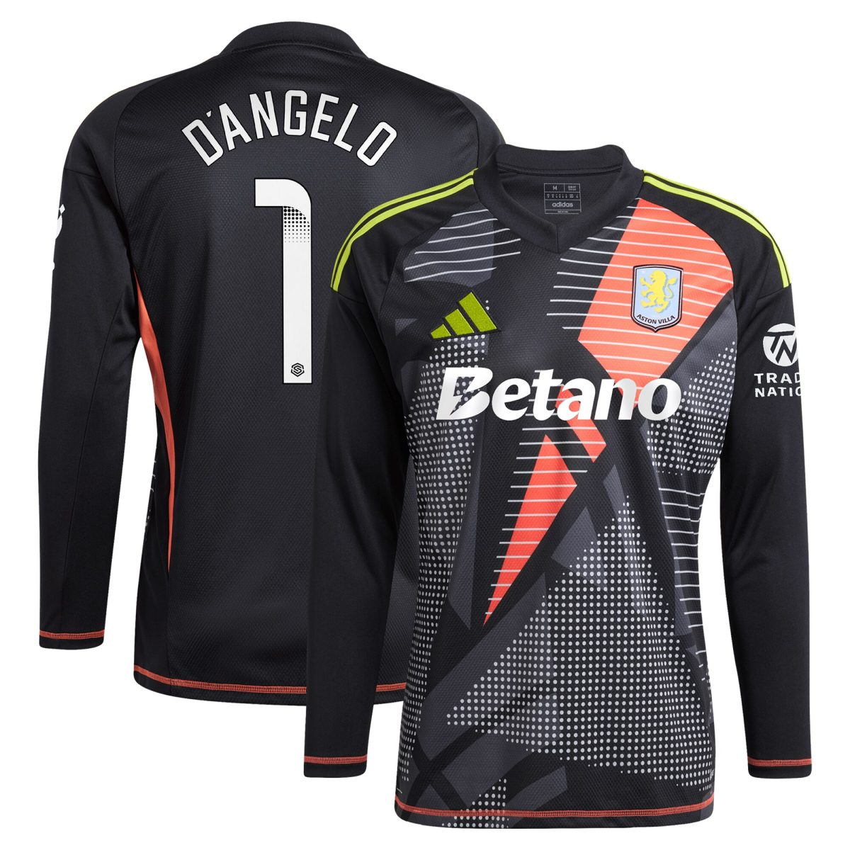 aston villa wsl adidas goalkeeper shirt 2024-25 – long sleeve with d8217angelo 1 printing Collection - Official Aston Villa Shirts & Jerseys