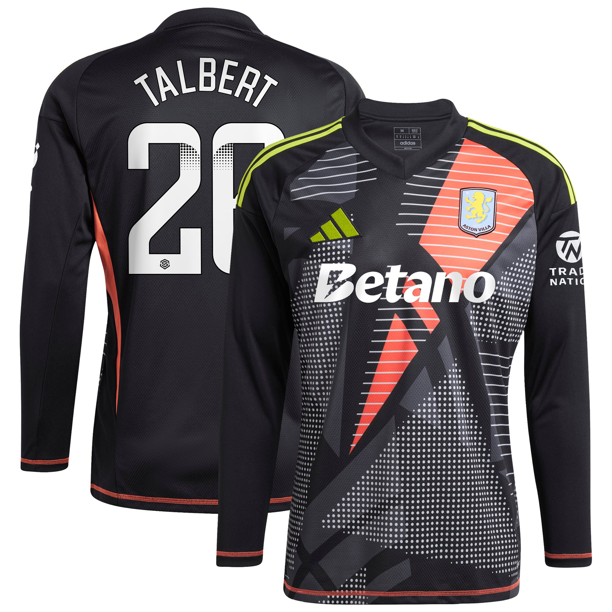 aston villa wsl adidas goalkeeper shirt 2024-25 – long sleeve with talbert 26 printing Collection - Official Aston Villa Shirts & Jerseys