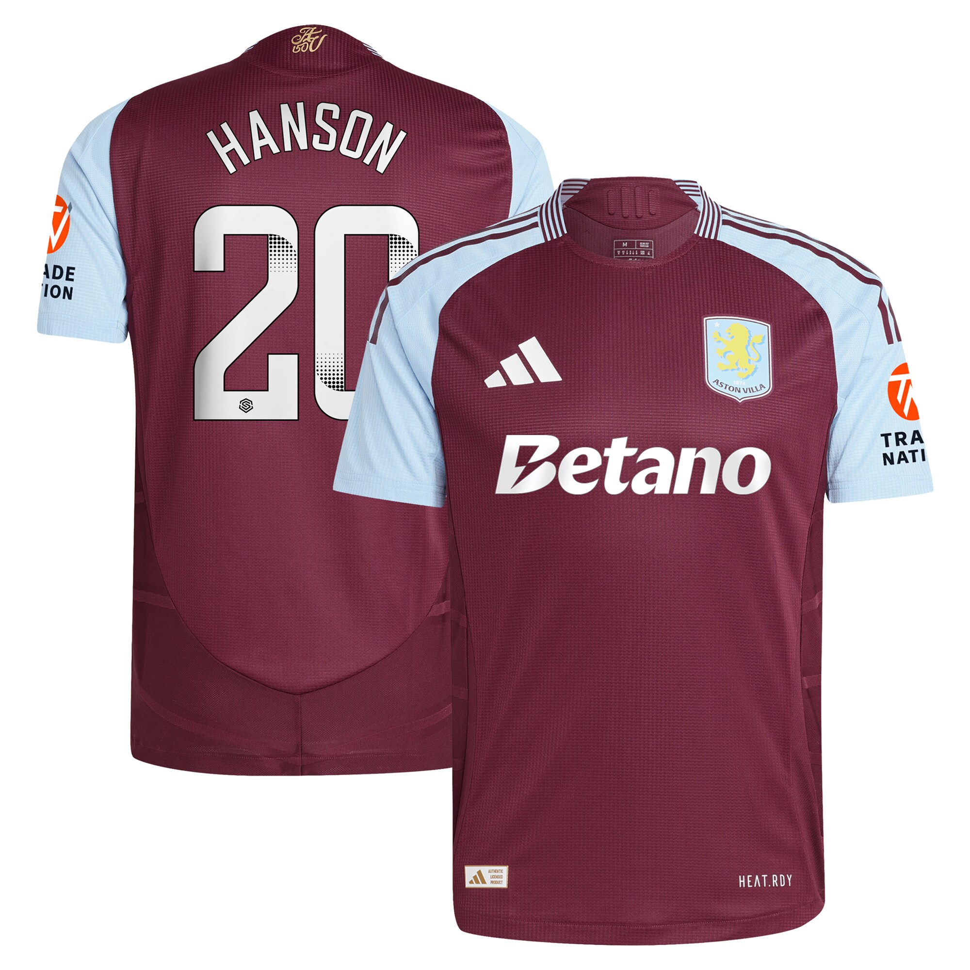 aston villa wsl adidas home authentic shirt 2024-25 with hanson 20 printing Collection - Official Aston Villa Shirts & Jerseys