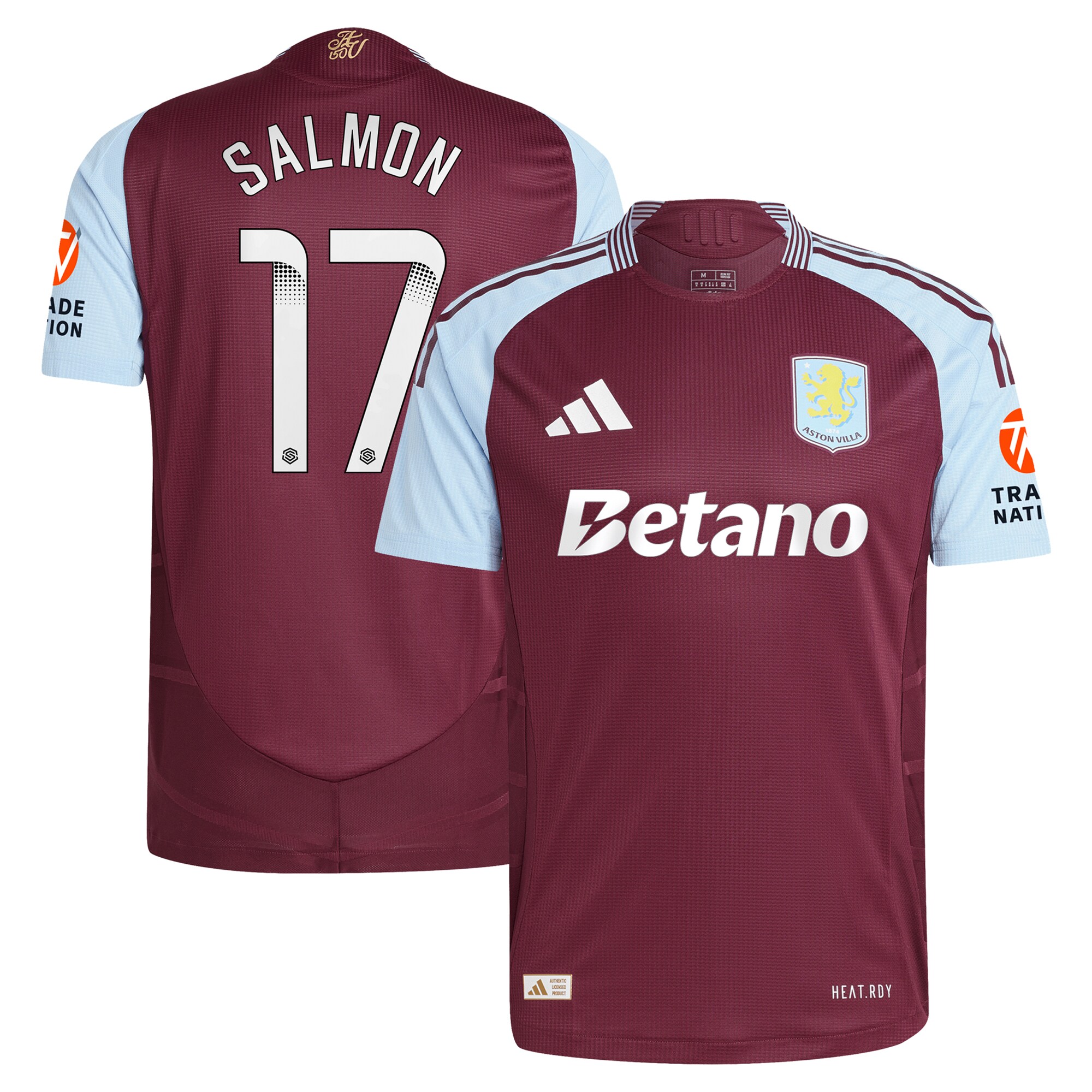 aston villa wsl adidas home authentic shirt 2024-25 with salmon 17 printing Collection - Official Aston Villa Shirts & Jerseys
