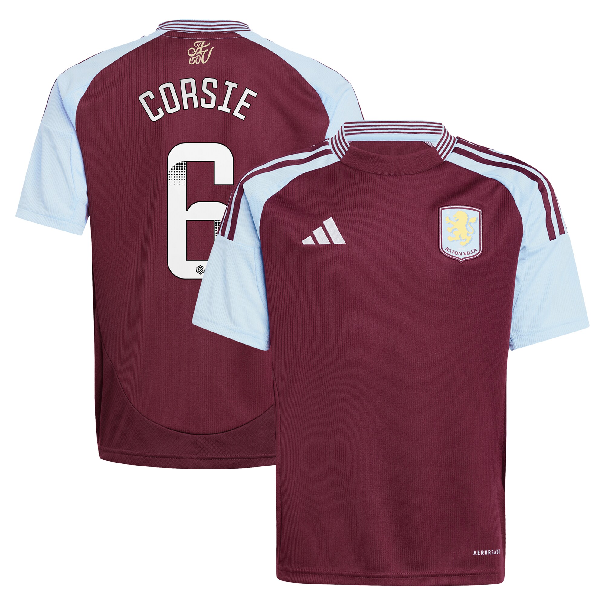 aston villa wsl adidas home shirt 2024-25 – kids with corsie 6 printing Collection - Official Aston Villa Shirts & Jerseys