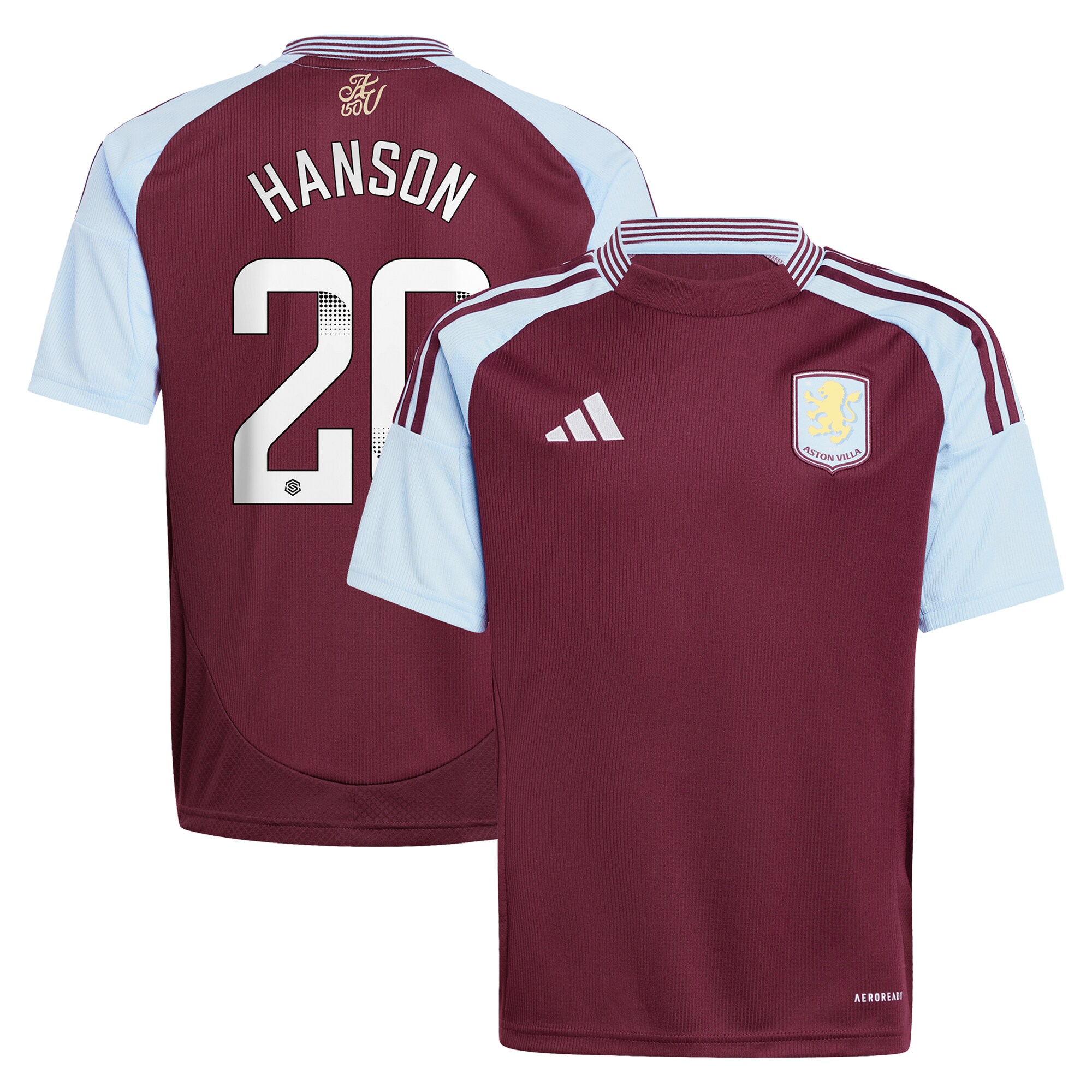 aston villa wsl adidas home shirt 2024-25 – kids with hanson 20 printing Collection - Official Aston Villa Shirts & Jerseys