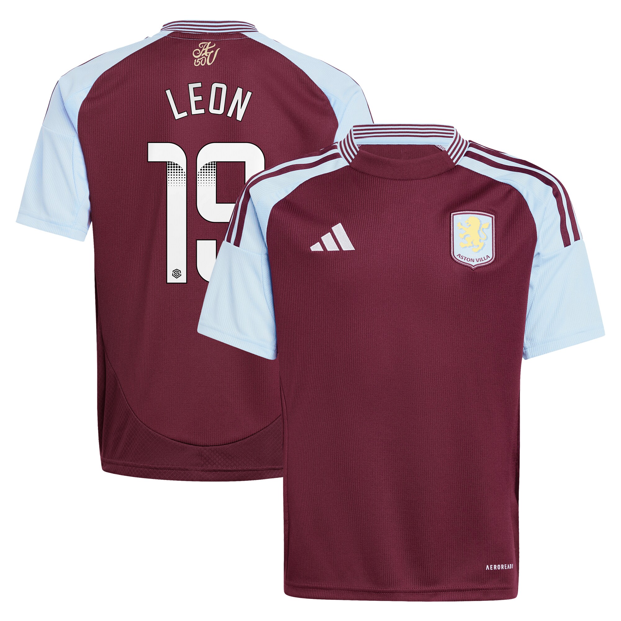aston villa wsl adidas home shirt 2024-25 – kids with leon 19 printing Collection - Official Aston Villa Shirts & Jerseys