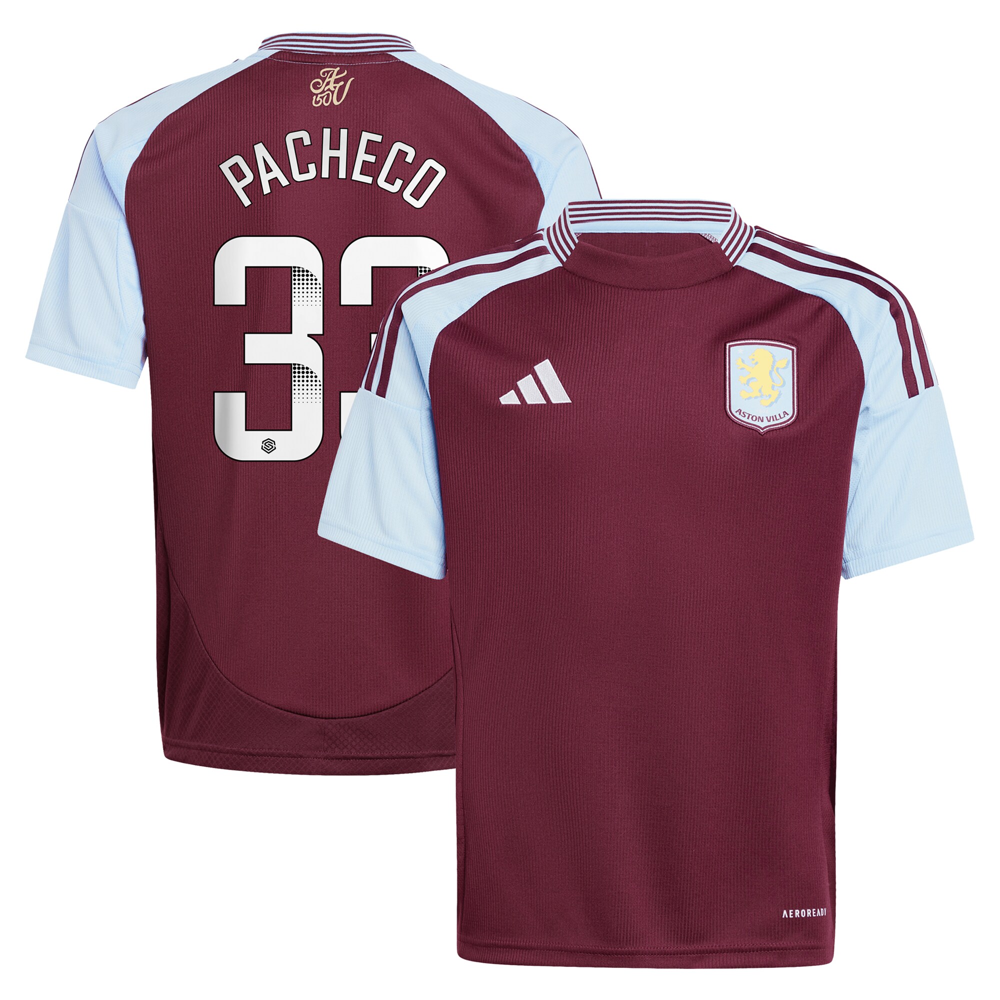 aston villa wsl adidas home shirt 2024-25 – kids with pacheco 33 printing Collection - Official Aston Villa Shirts & Jerseys