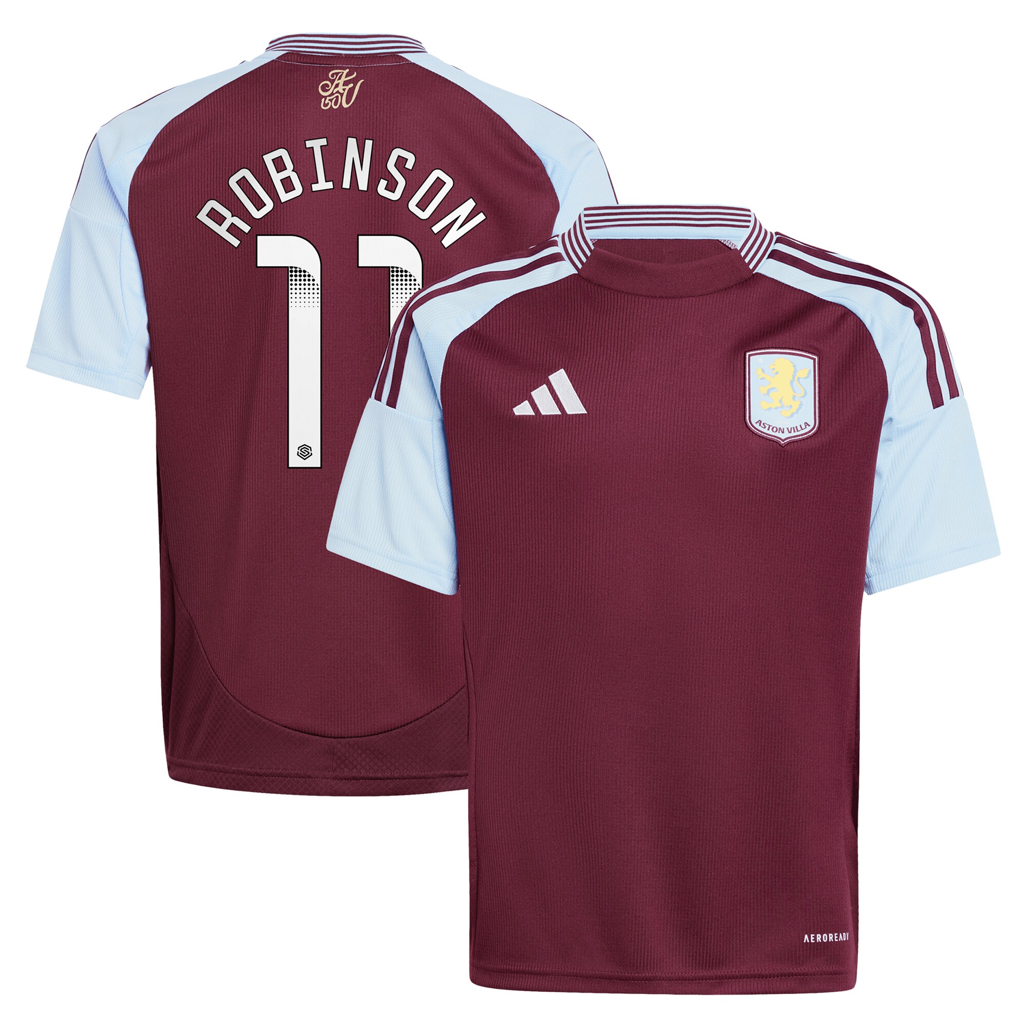 aston villa wsl adidas home shirt 2024-25 – kids with robinson 11 printing Collection - Official Aston Villa Shirts & Jerseys