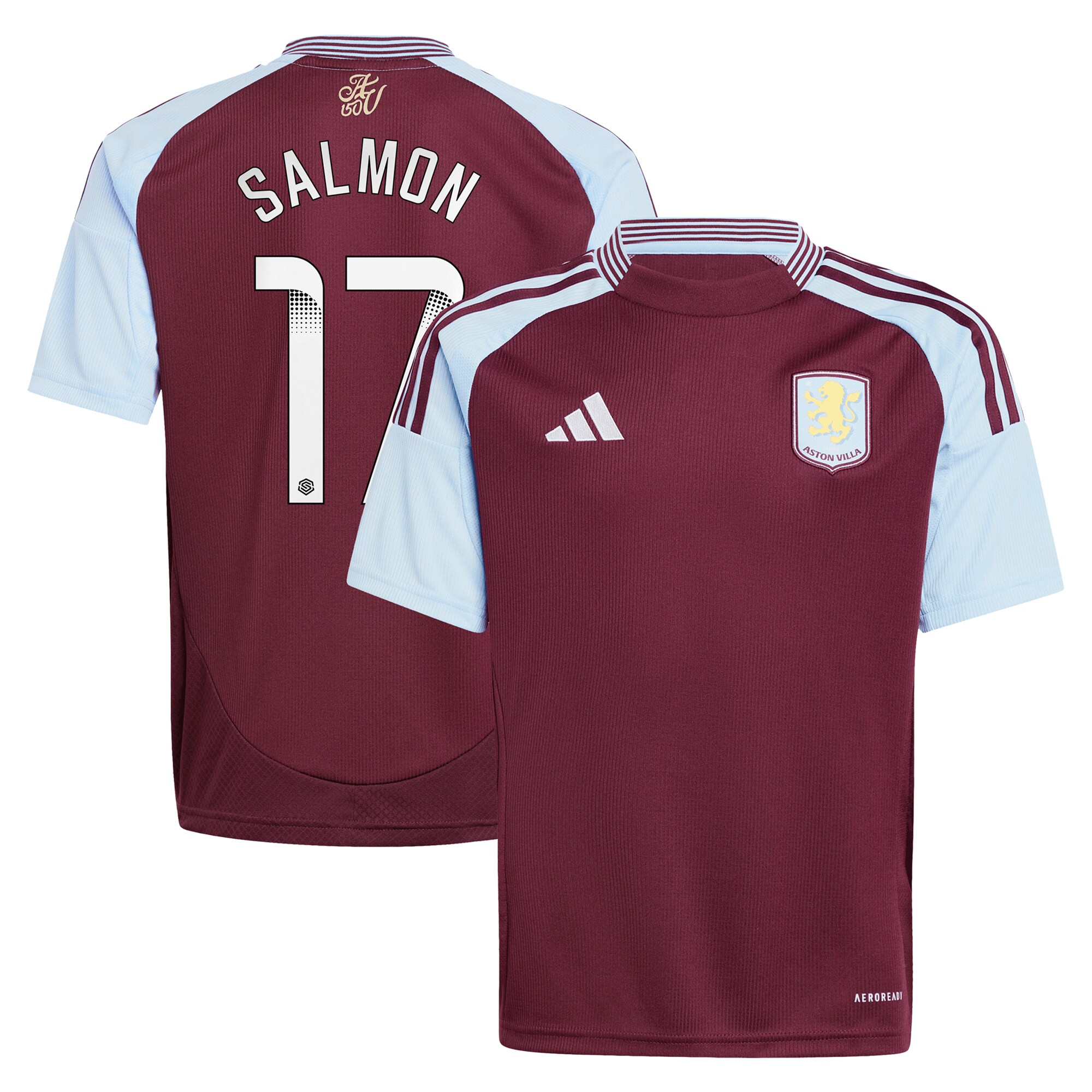 aston villa wsl adidas home shirt 2024-25 – kids with salmon 17 printing Collection - Official Aston Villa Shirts & Jerseys