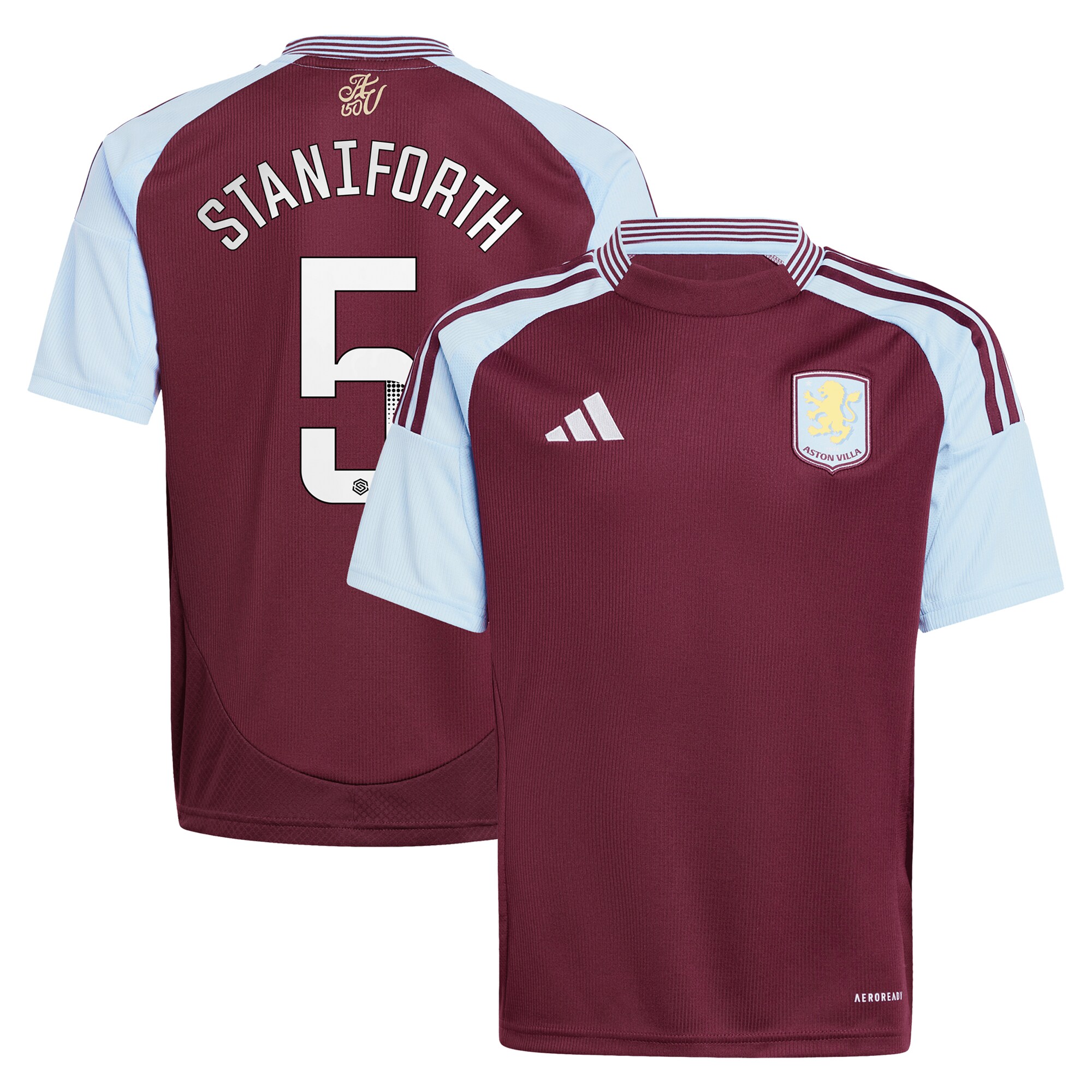 aston villa wsl adidas home shirt 2024-25 – kids with staniforth 5 printing Collection - Official Aston Villa Shirts & Jerseys