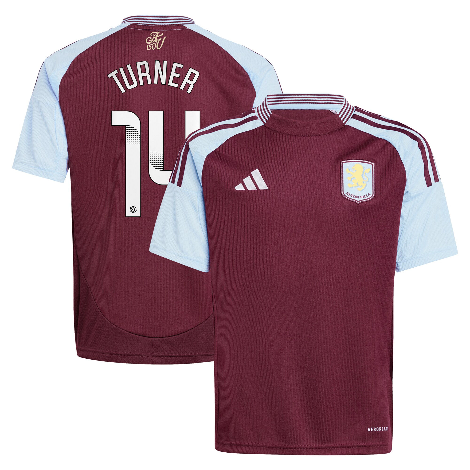 aston villa wsl adidas home shirt 2024-25 – kids with turner 14 printing Collection - Official Aston Villa Shirts & Jerseys