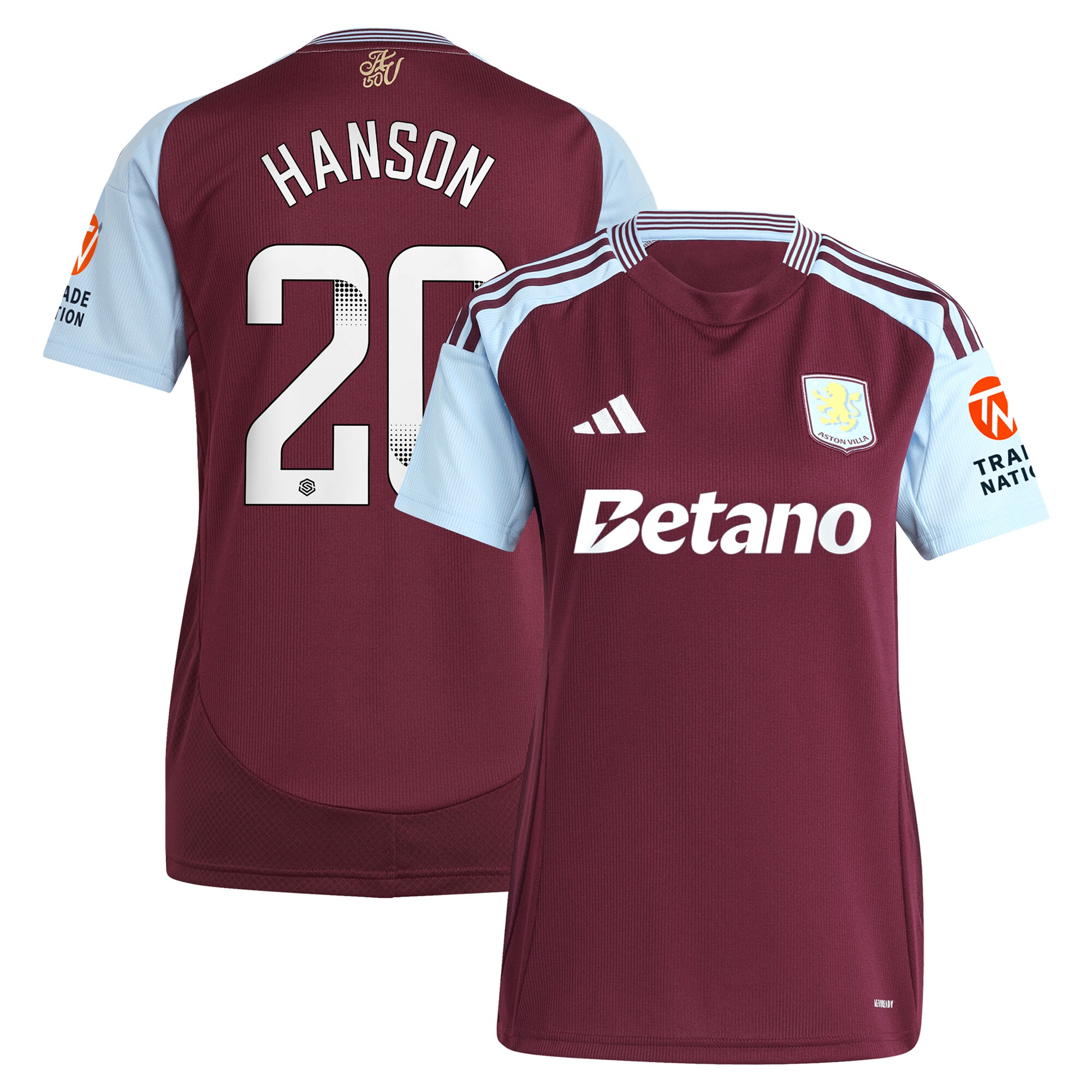 aston villa wsl adidas home shirt 2024-25 – womens with hanson 20 printing Collection - Official Aston Villa Shirts & Jerseys