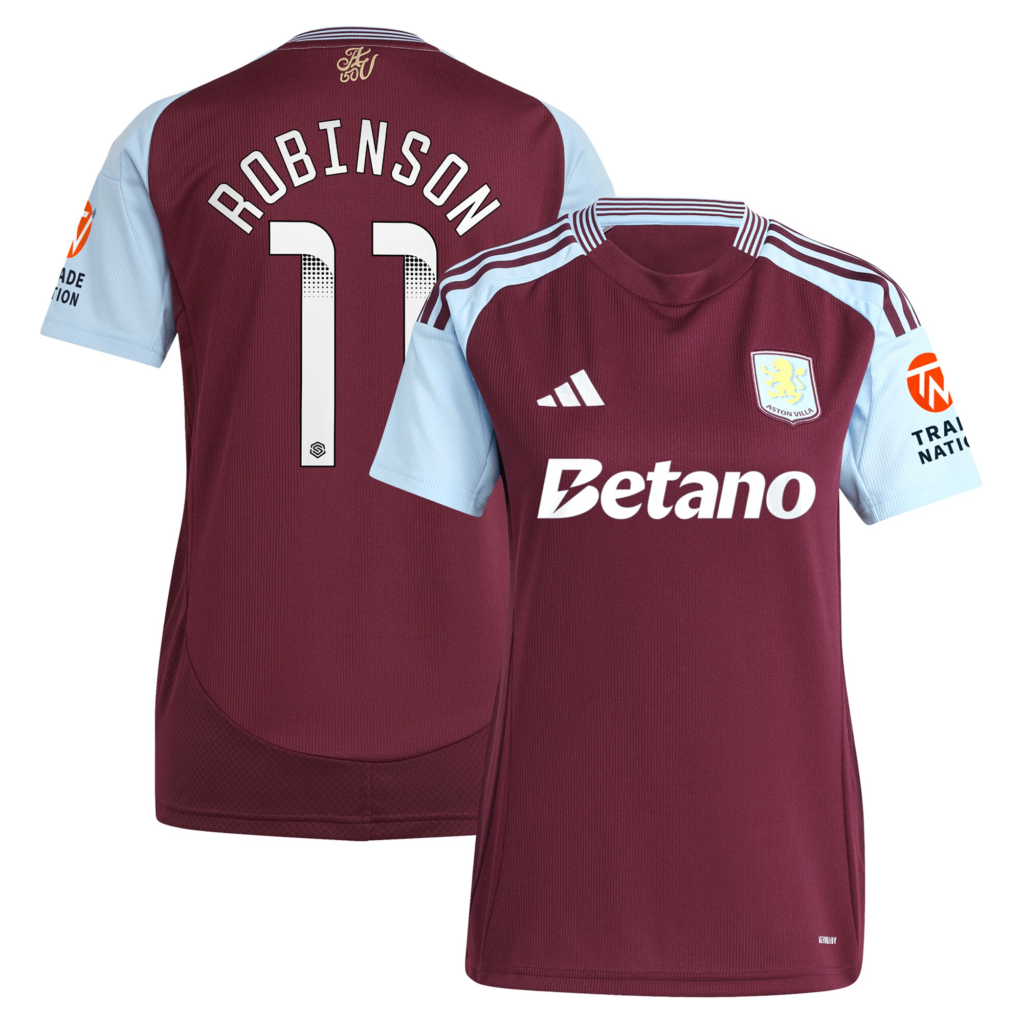 aston villa wsl adidas home shirt 2024-25 – womens with robinson 11 printing Collection - Official Aston Villa Shirts & Jerseys